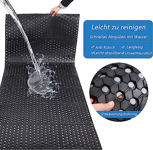 ybaymy Gummimatte Ringgummimatte Wabenmatten Große Gummi-Eingangsmatten für den Außenbereich rutschfest Fußmatte gelochte Fussmatte Outdoor Teppich Antirutschmatte Schmutzfangmatte 90 x 210 cm