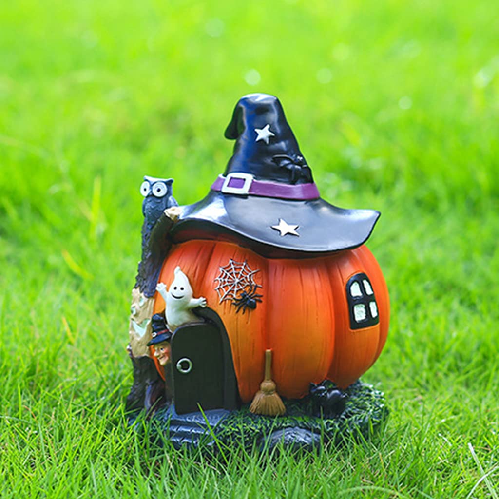 Halloween Hexenhaus Deko - Kürbis Haus Figur Aus Harz Für Herbst Dekoration