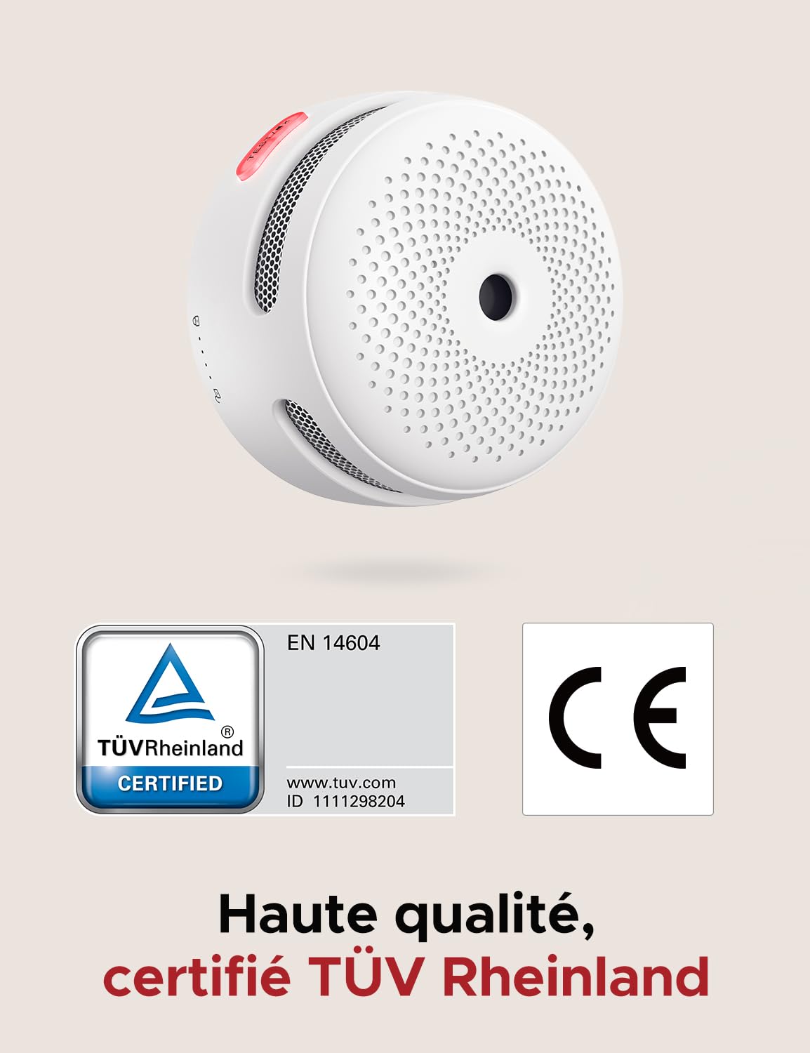 X-Sense Détecteur de Fumée Connecté avec Pile Remplaçable, Détecteur de Fumée Wi-FI Conforme à la Norme EN14604, Notifications Via l’Application, XS01-WX, Lot de 1