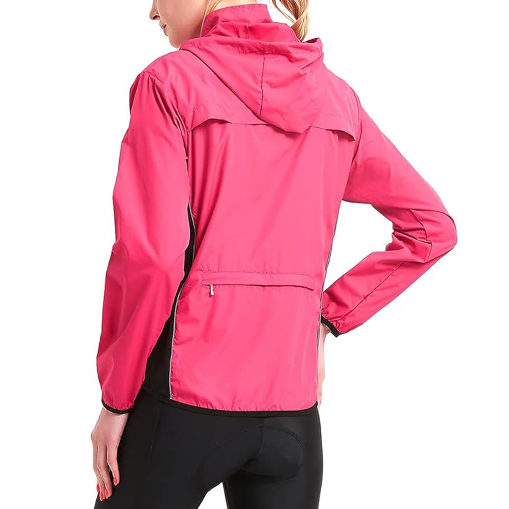 Giacca da Ciclismo Donna,Impermeabile Leggera,Traspirante,Antipioggia,da Donna,Maglia Riflettente ad Alta visibilità,Maniche Lunghe, Cappotto Antivento,Equitazione,Corsa,Pink-S