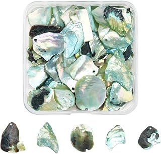 24-56Pcs Natural Capiz Shell Charms Bulk for Jewelry Making Colorful Flat Round Teardrop Seashell Disc Pendants for Bracelets Necklaces Earrings Making Home DIY Decor