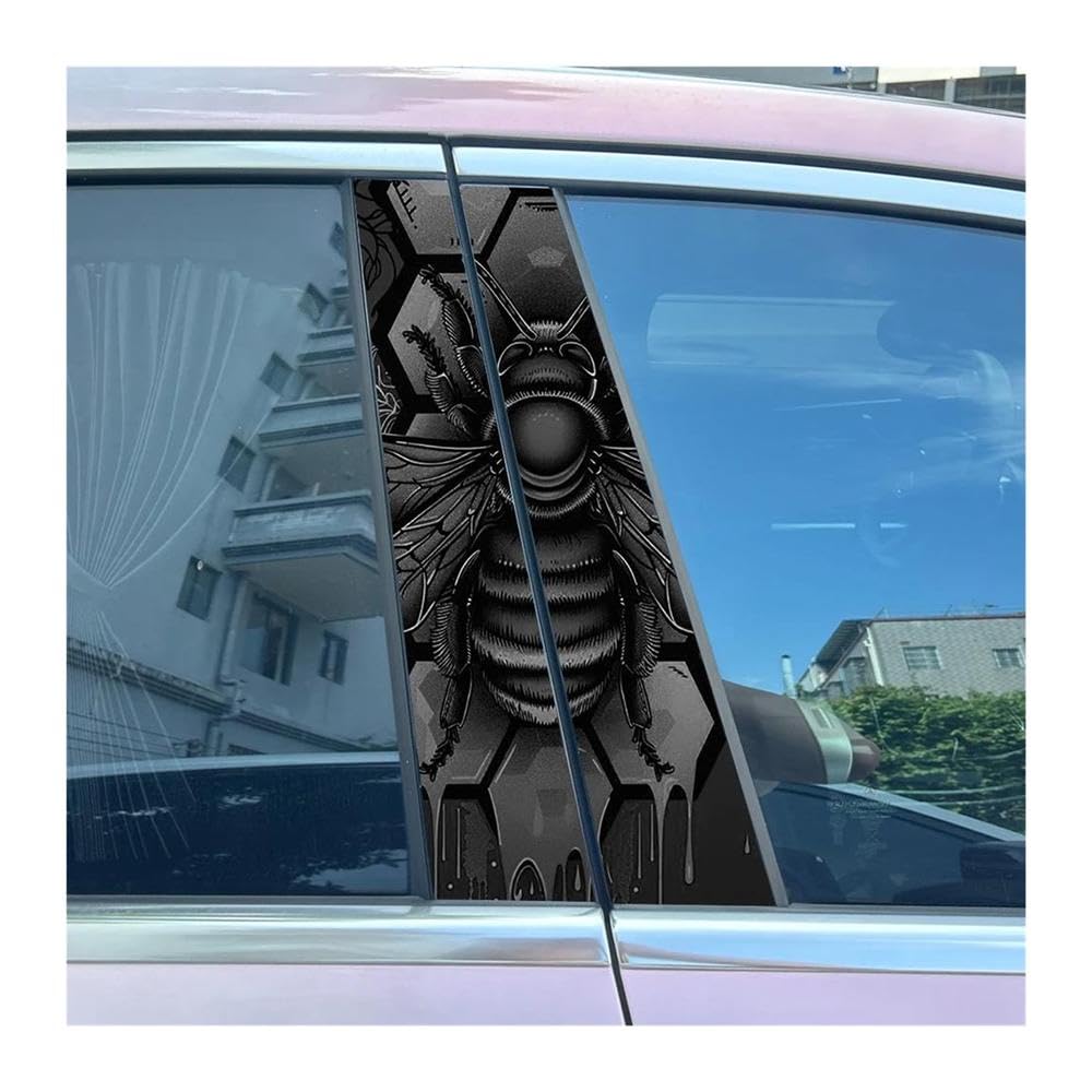 Body Parts 2pcs Honeycomb Bee Car Center Pillar Sticker B-Pillar Protective Film Decoration Decals(Type A)