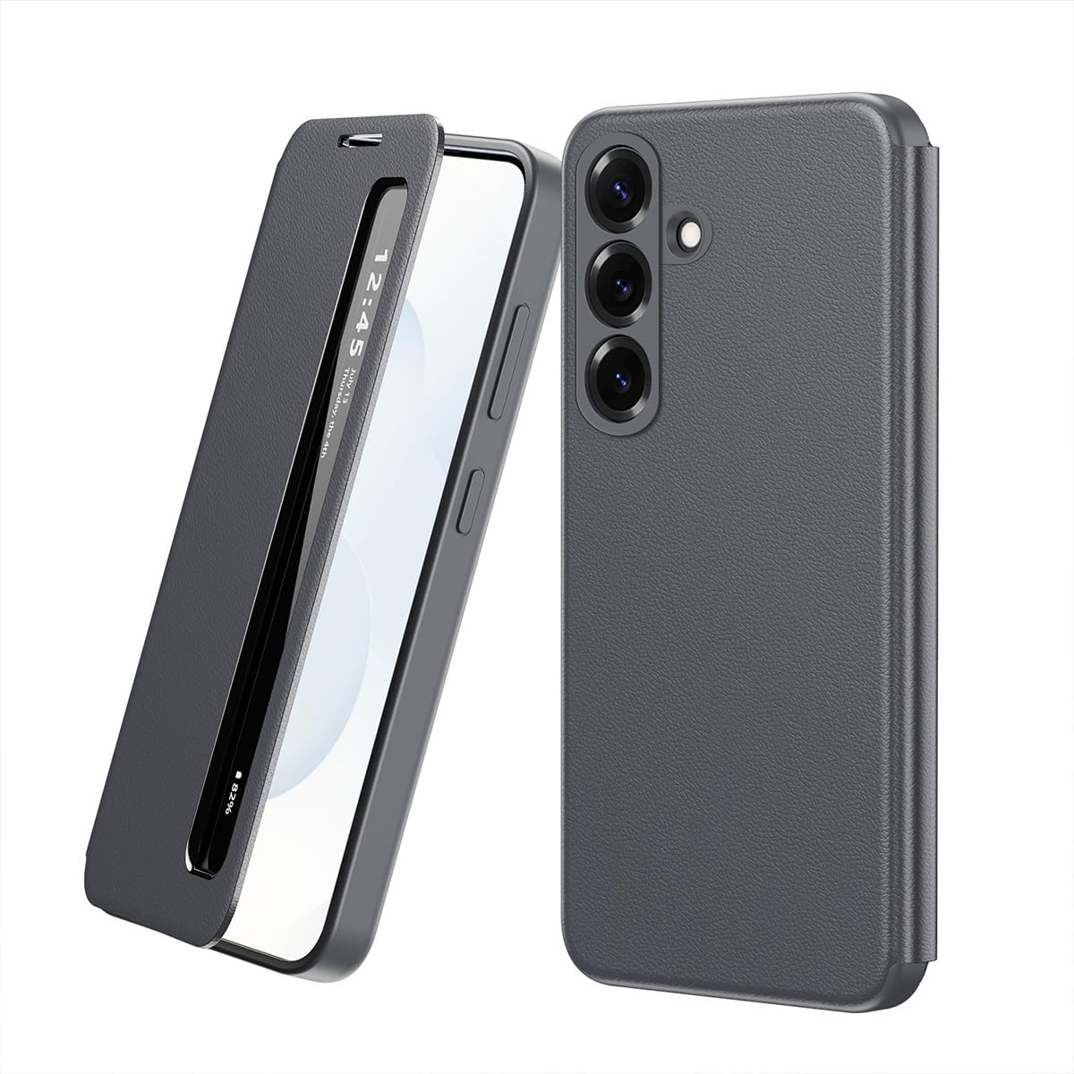 Coque Galaxy A56 rabat miroir mince étui protection intégrale gris - 8