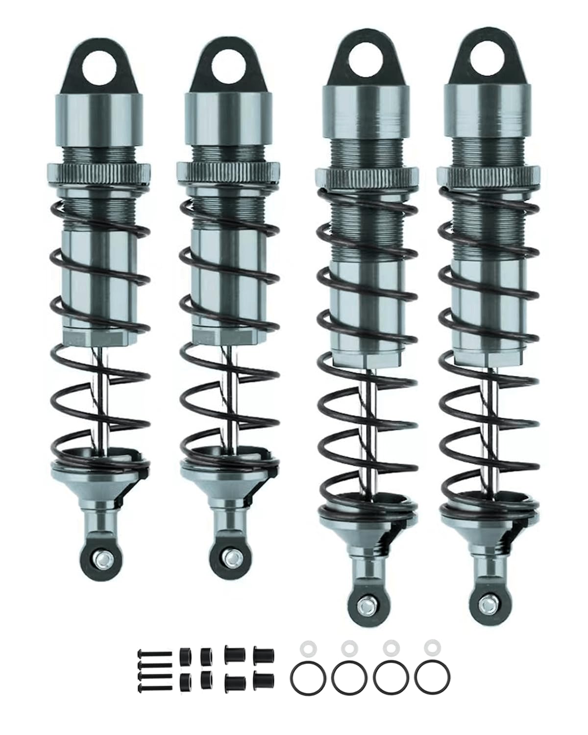 Rcarmumb Front Rear RC Shock Upgrades Part for 1/8 Sledge 4WD #95076-4, 4PCS Full Aluminum Big Bore RC Shocks Hops Up for Sledge Monster Truck,Gray