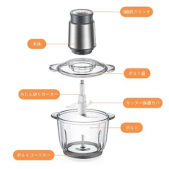 ◎フードプロセッサー 2.0L大容量 チョッパー 300W　多機能 Amazon | フードプロセッサー 2.0L大容量 チョッパー 300Wハイ