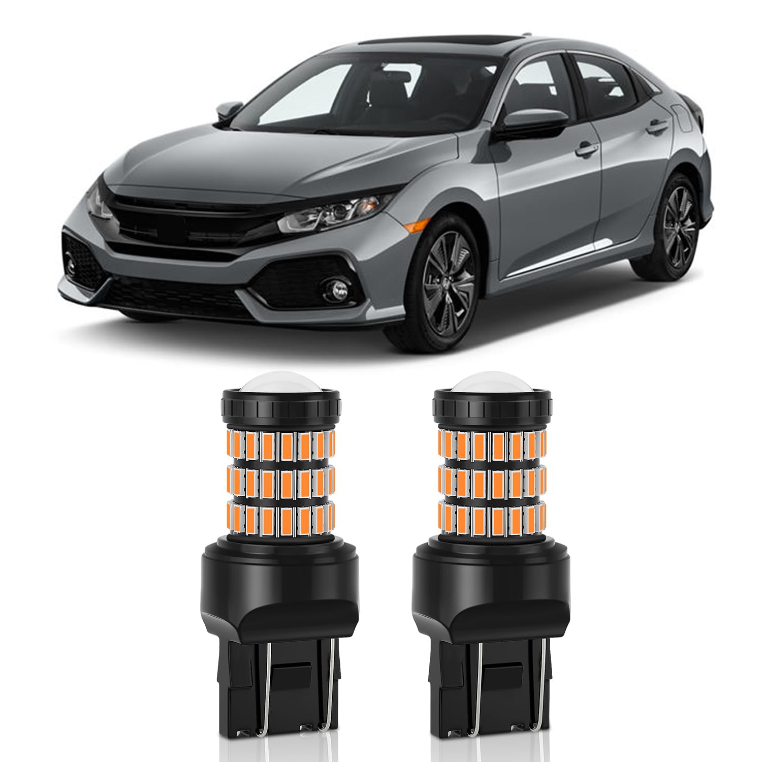 MEALAM Amber Yellow 7443 7444 7440 T20 LED Blinker Light Bulbs Compatible with 2012-2021 Honda Civic Front Turn Signal Lights & 2009-2021 Honda Civic Rear Turn Signal Lights, Pack of 2