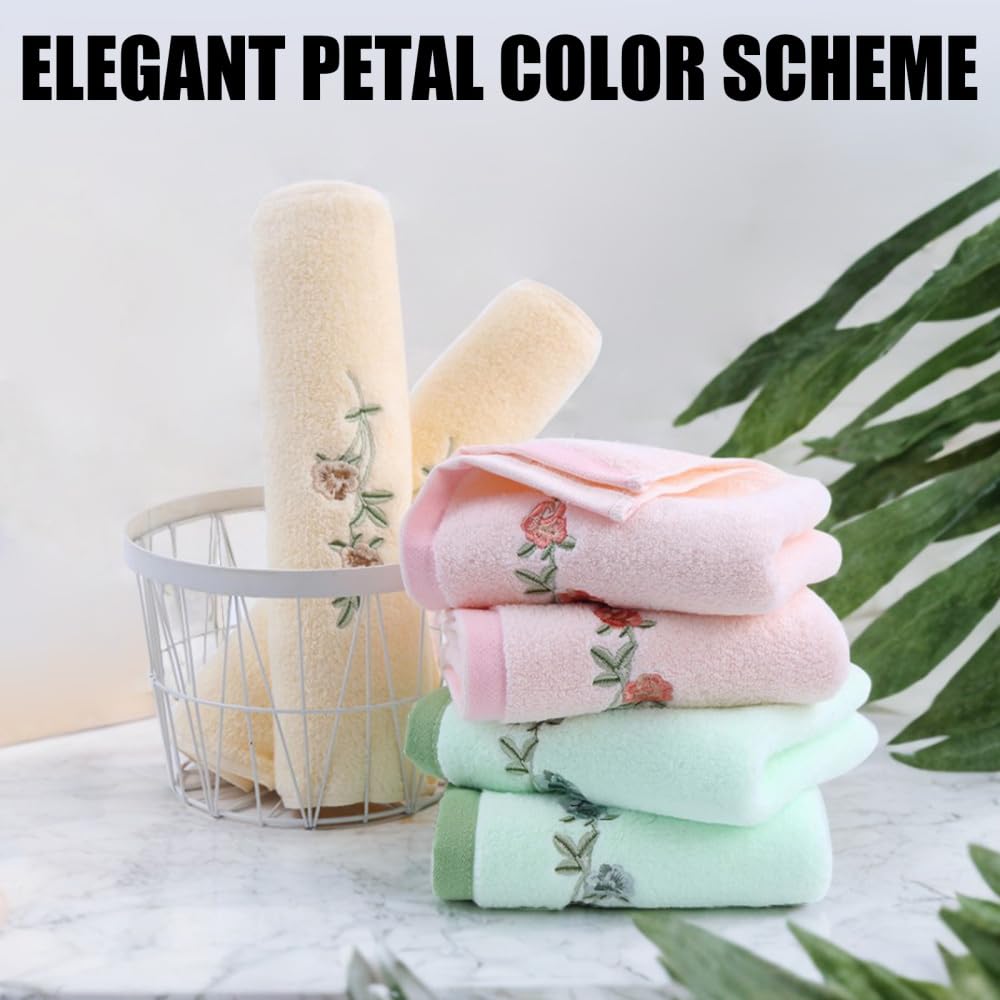 DONGKER Set di Asciugamani Bagno in Cotone, 3 Pezzi 29,5 x 13,8 Asciugamano Stampato Floreale, Morbido e Assorbente, Asciugamani Decorativi con Rose Ricamate per Bagno e Cucina