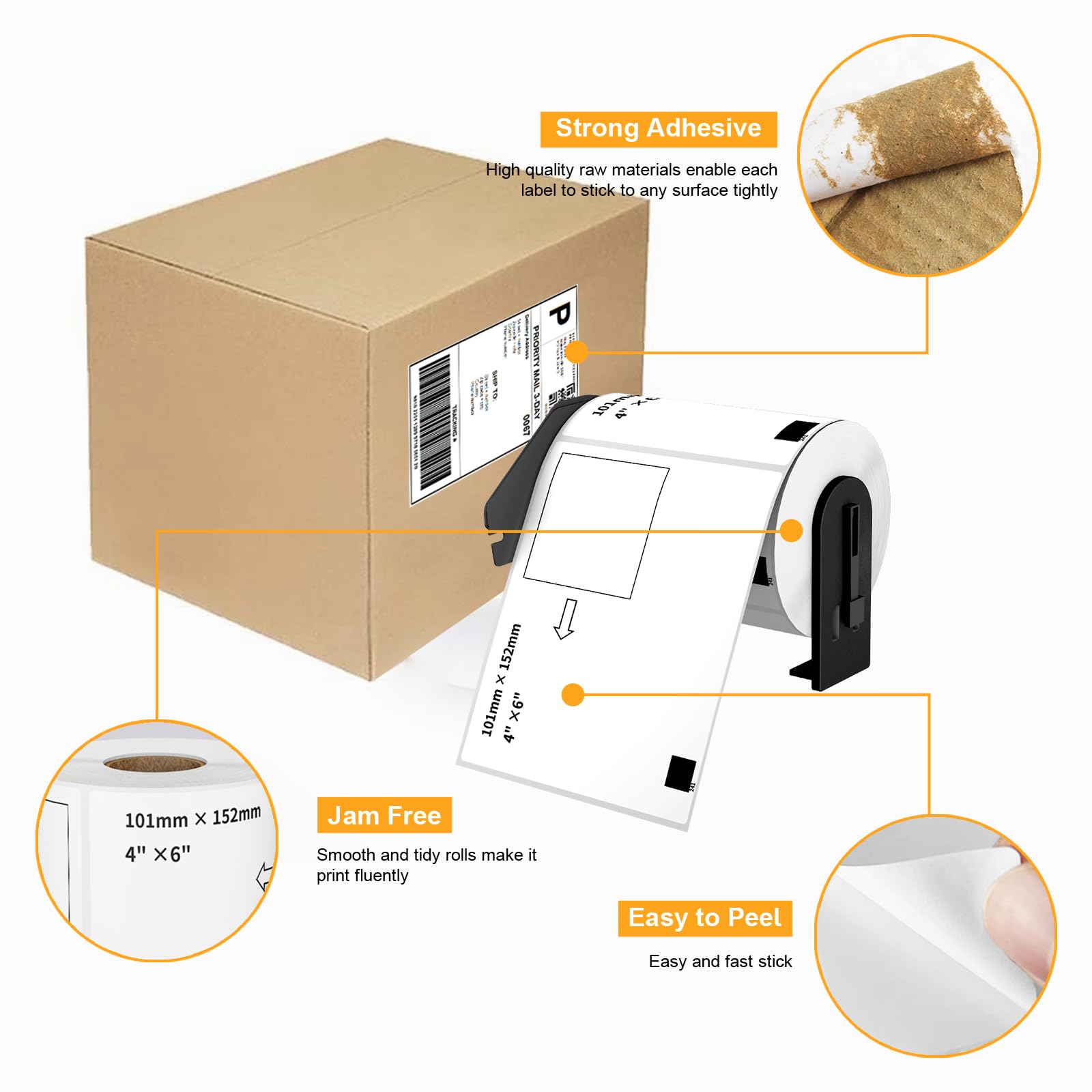 Brother 12 Rouleaux D'étiquettes Thermiques Blanches - Pour Imprimantes étiquettes Brother