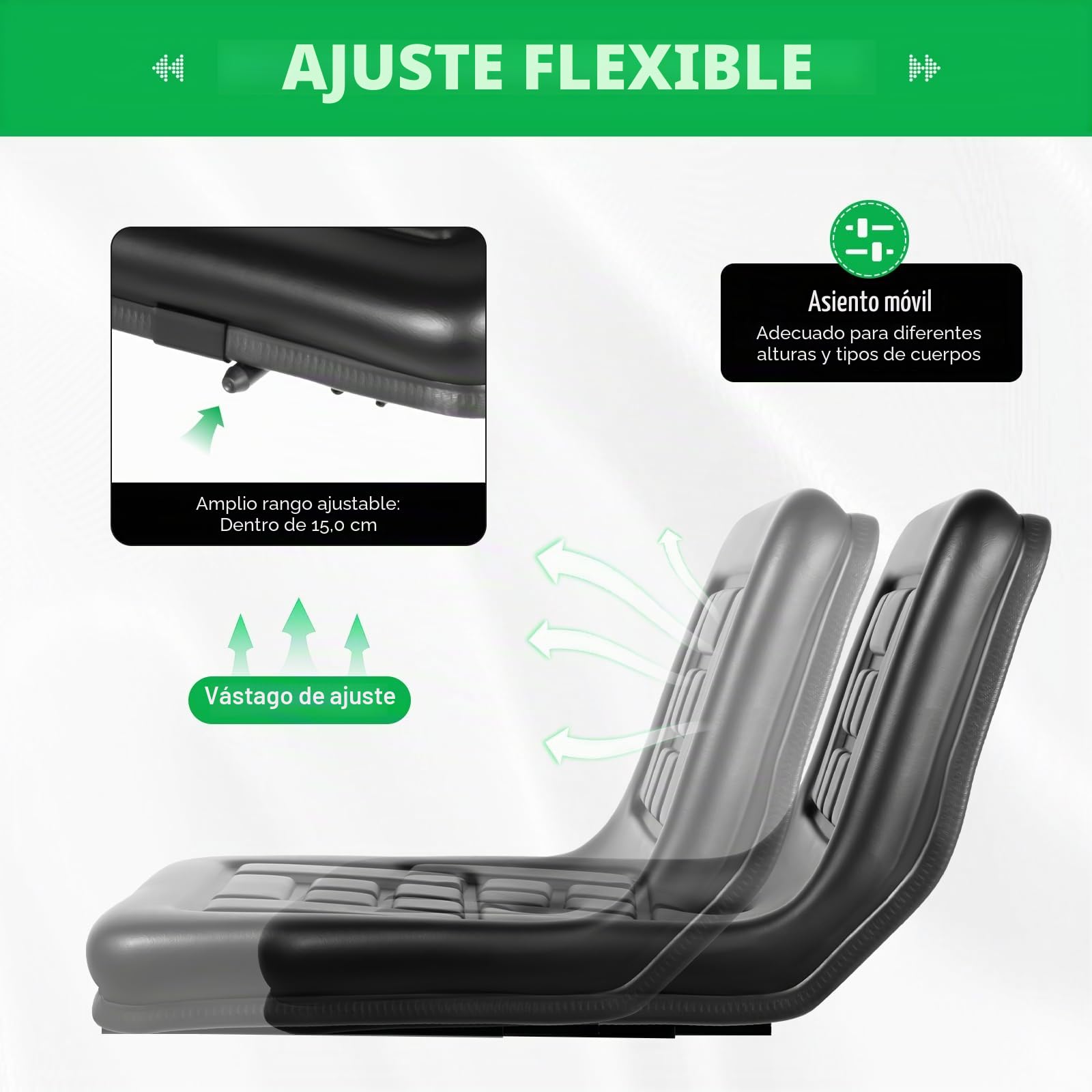 Asiento de tractor, asiento de remolque con respaldo, asiento universal para tractor, piel de PVC, impermeable, para tractores, cortacésped, carretillas elevadoras, excavadoras, 44,5 x 35,5