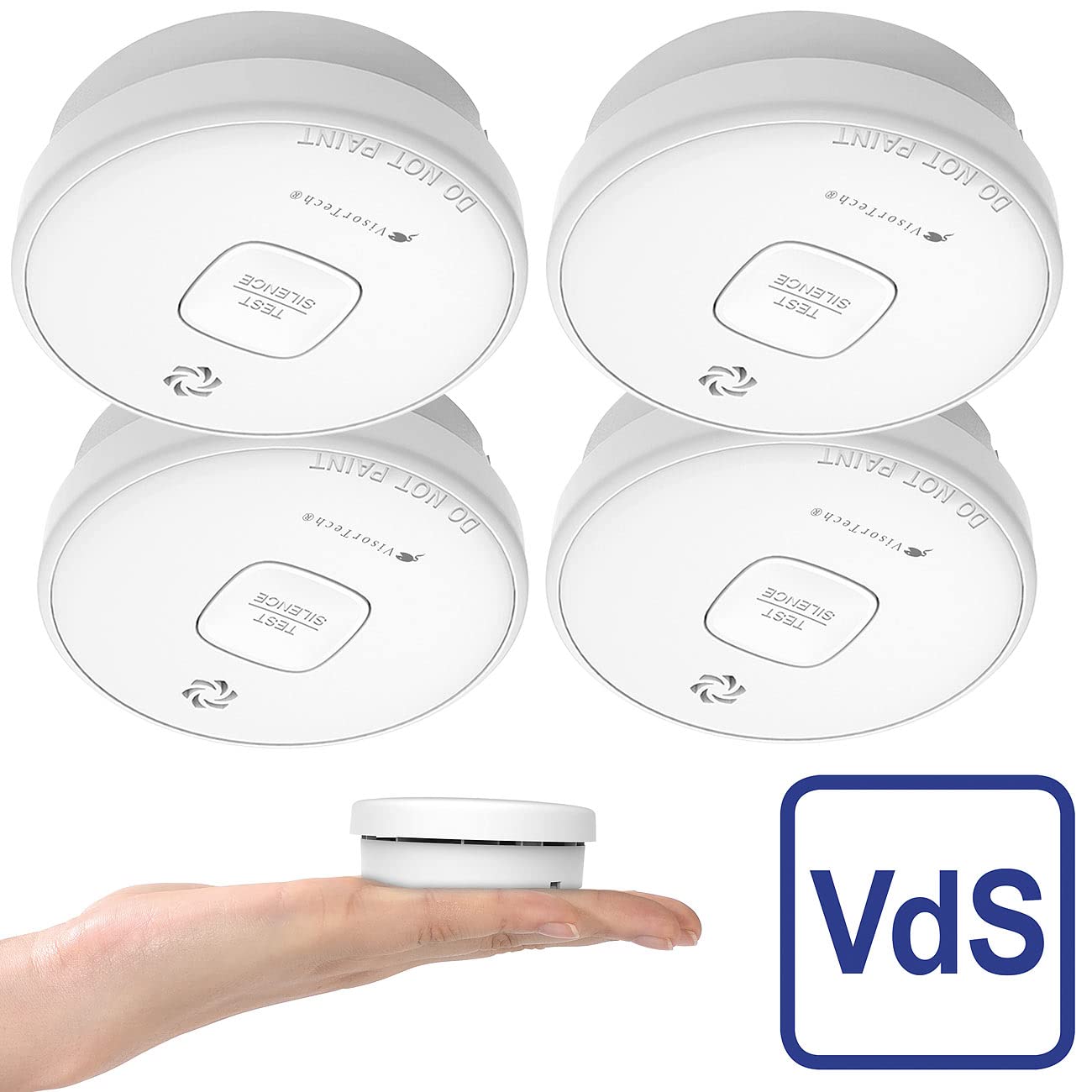 VisorTech Rauchmelder VDs: 4er-Set fotoelektrische Rauchwarnmelder mit 10-J.-Batterie, 85 dB, VDs (Rauchmelder 10 Jahres Batterie, 10Jahre, Fotoelektrischer)