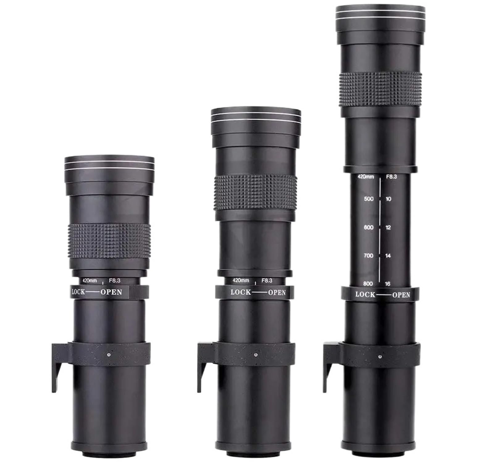 Compatible for Sony e-Mount A7R A7R II A7 A6300 A6000 a3000 a5000 a5100 a6500 420-1600mm F/8.3-16 téléobjectif Manuel