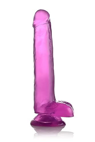 Lynx 8 Inch Ice Dildo with Balls - Purple