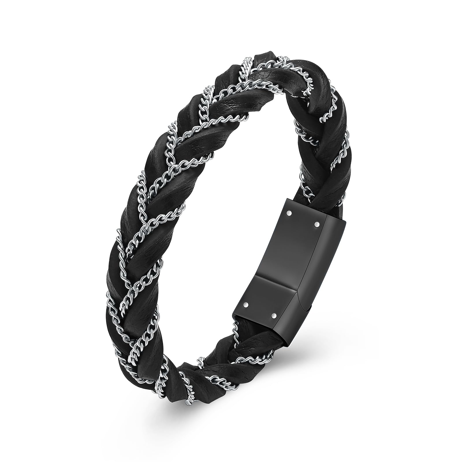 QGJNSGC Cremation Urn Bracelet for Ashes Braided Leather Urn Bracelets Memorial Urn Bangle Ashes Holder Stainless Steel Keepsake Bracelet for Human Pet Ash Holder