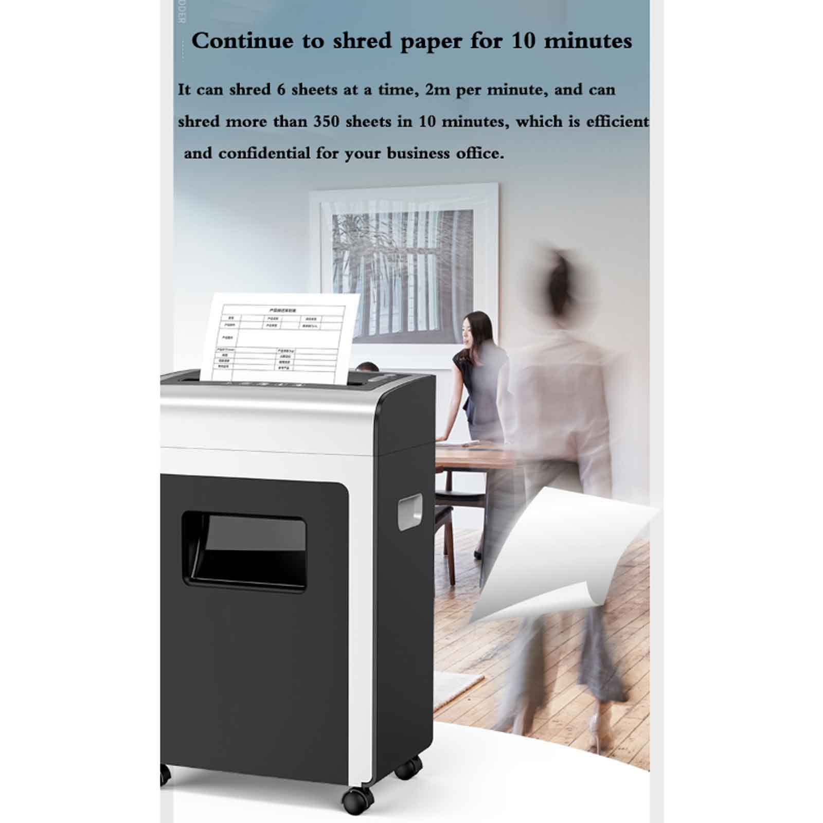 Distruggidocumenti Commerciale a 6 Fogli con Taglio a Croce, riservatezza a 5 Livelli, Grande capacità di 21 Litri, Effetto di triturazione della Carta 2x6mm, Supporto per Carte triturate, Dischi TR