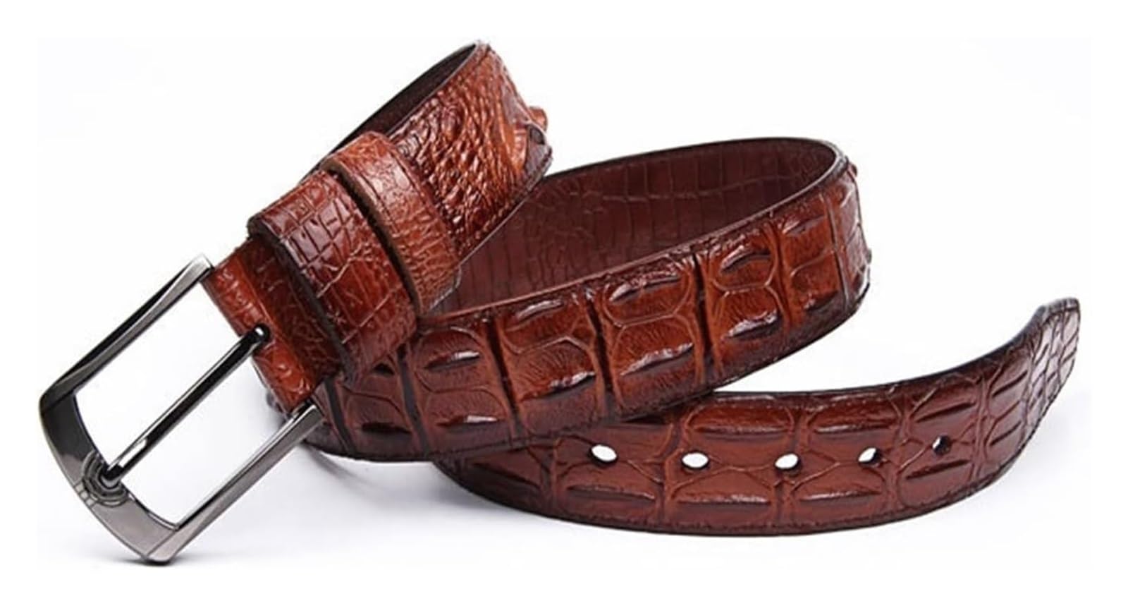 Cinturón Ajustable de Cuero Genuino, Cinturón de Hombre con patrón de Grano, cinturón de Cuero Genuino for Hombre, Hebilla de Pin Vintage a la Moda for cinturón Masculino