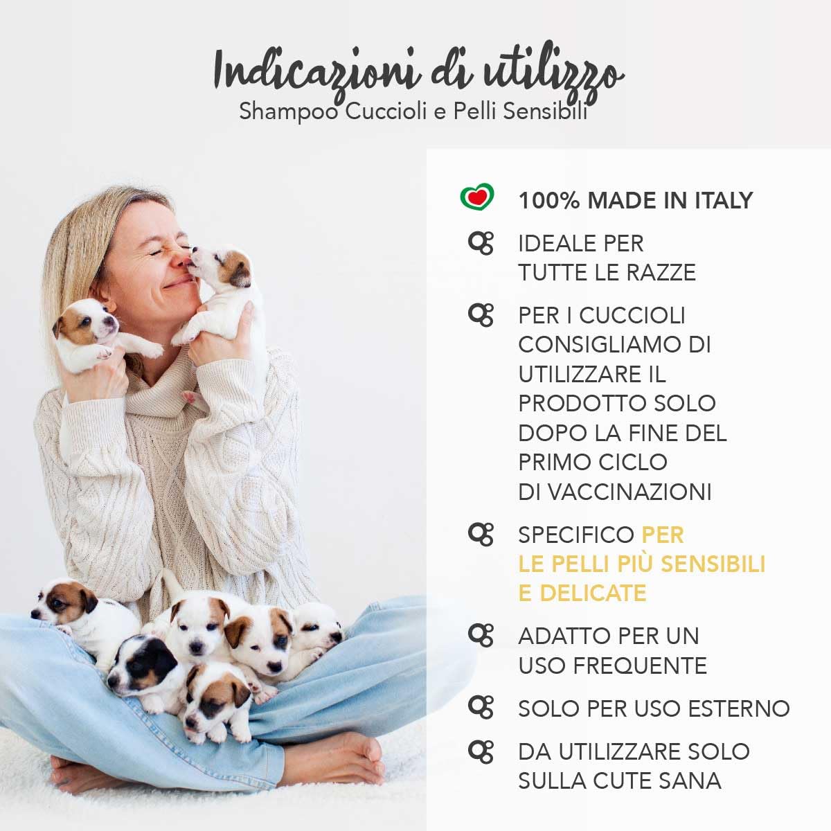 YUUP! - Shampoo per Cani e Gatti specifico per Cuccioli e Pelli Sensibili, 500 ml, nutre il pelo e ammorbidisce la cute