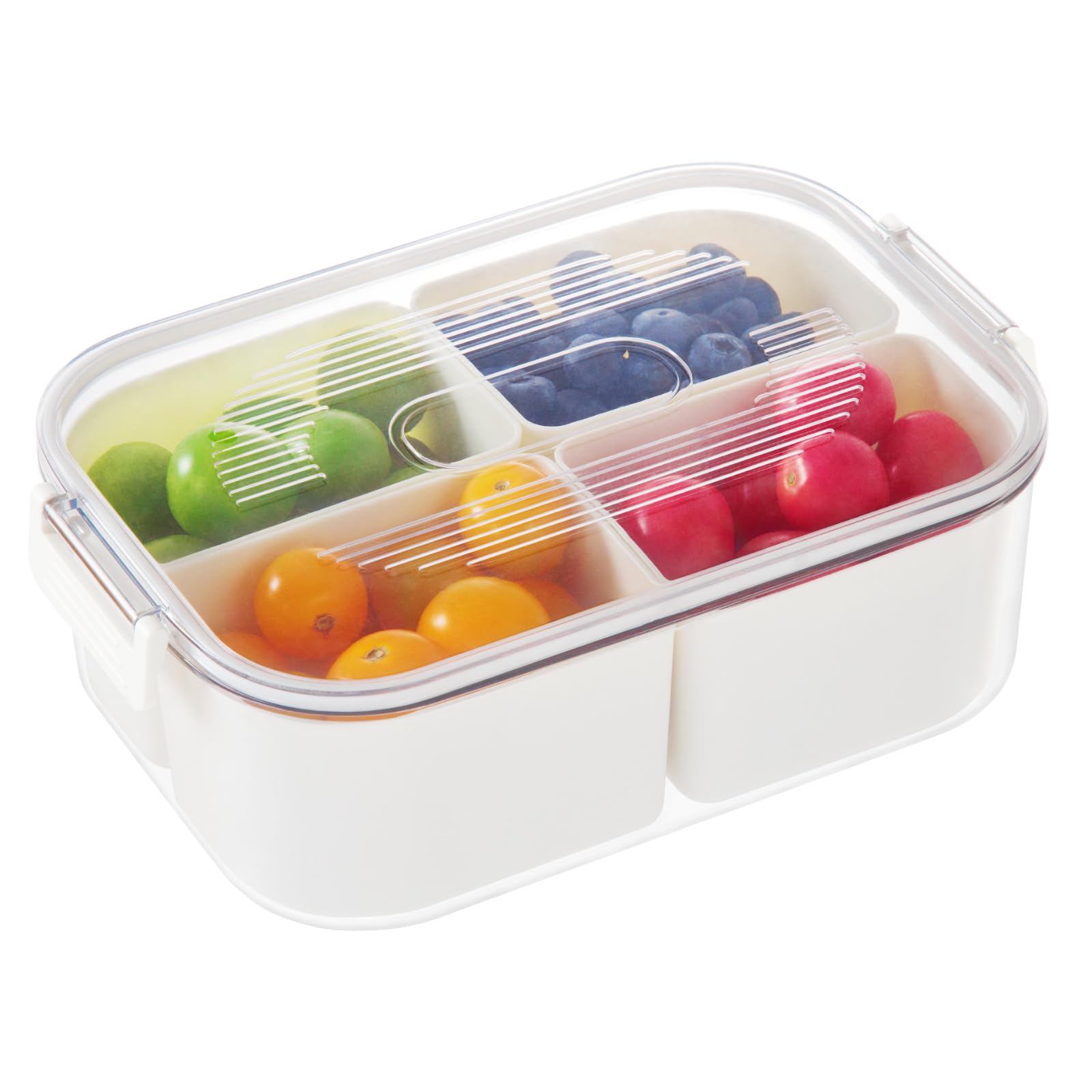Luxear Snackbox mit 4 Fächern, Snackschale Kinder, Snackteller mit Deckel, Wiederverwendbare Portable Snack Box Snackdose für Snacks Nüsse Obst Süßigkeiten Gewürze Trips Party, Spülmaschinenfest
