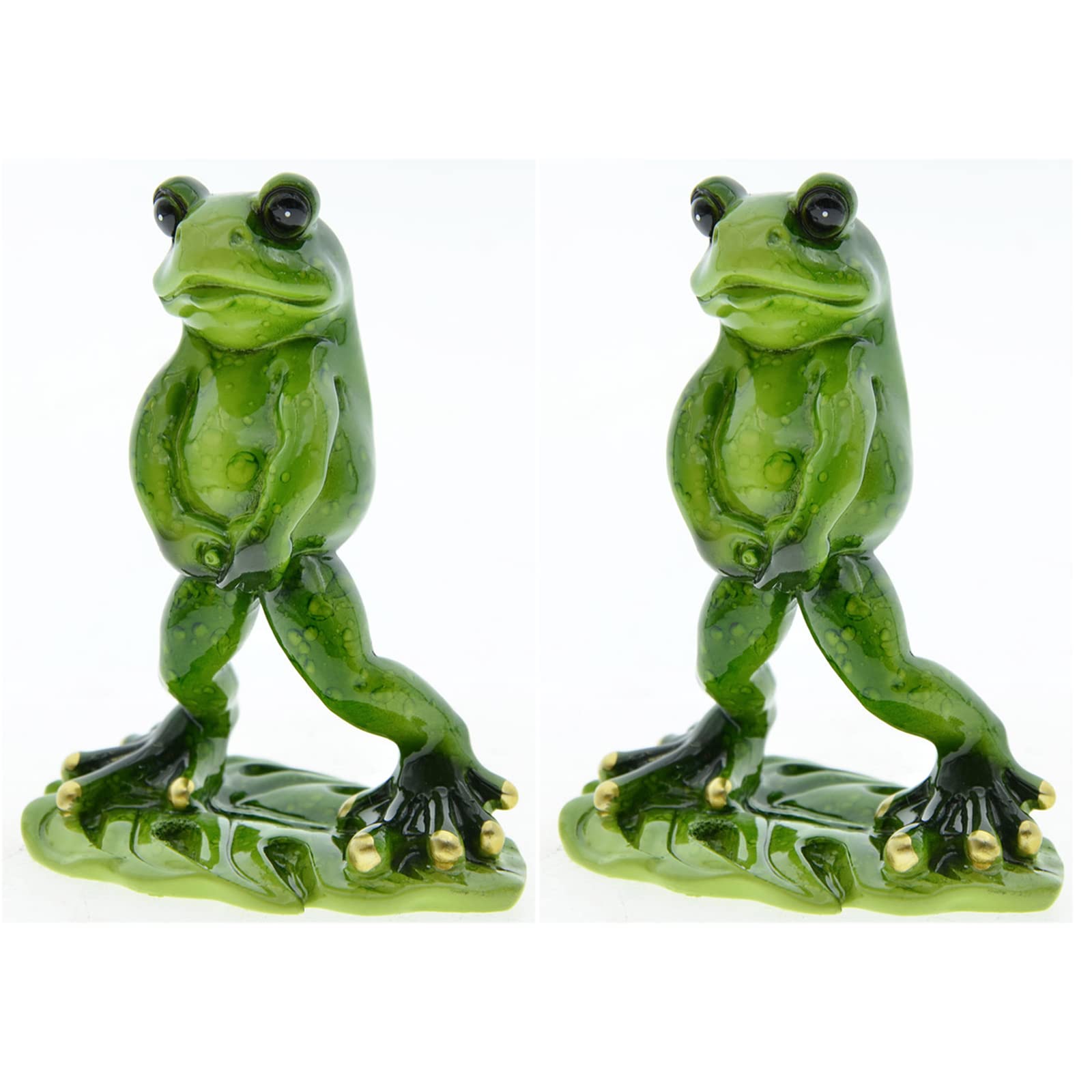 Frog figurka, zestaw 2 statua żaby żywicznej zabawne siusiu na postawę żaba rzeźba mini żaby zwierzęcy ogród krajobrazowy figurka dla zwierząt, halloween dekoracja na zewnątrz