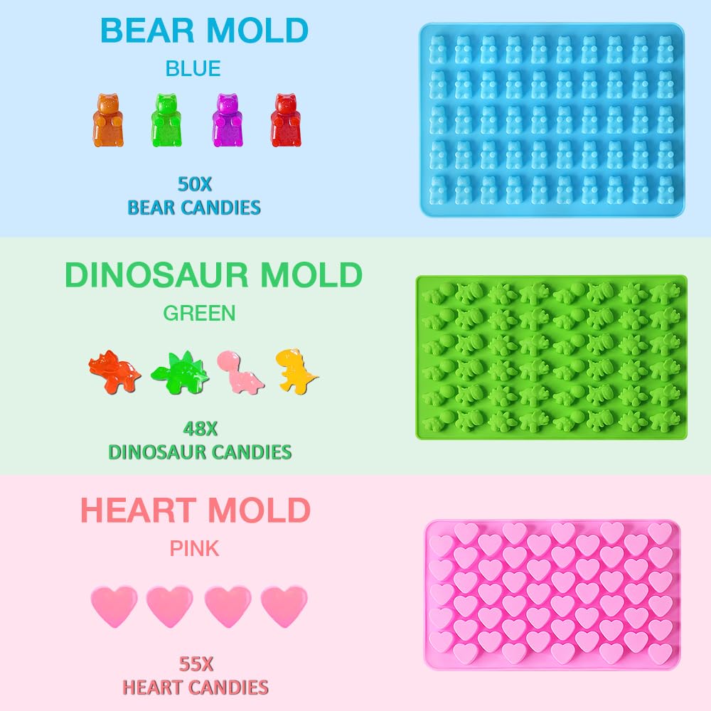 Alimat PluS Silicone Gummy Moulds, Sweet Moulds with 2 Droppers, Chocolate molds Including Mini Fruits, Sea Animals, Hearts - Image 3