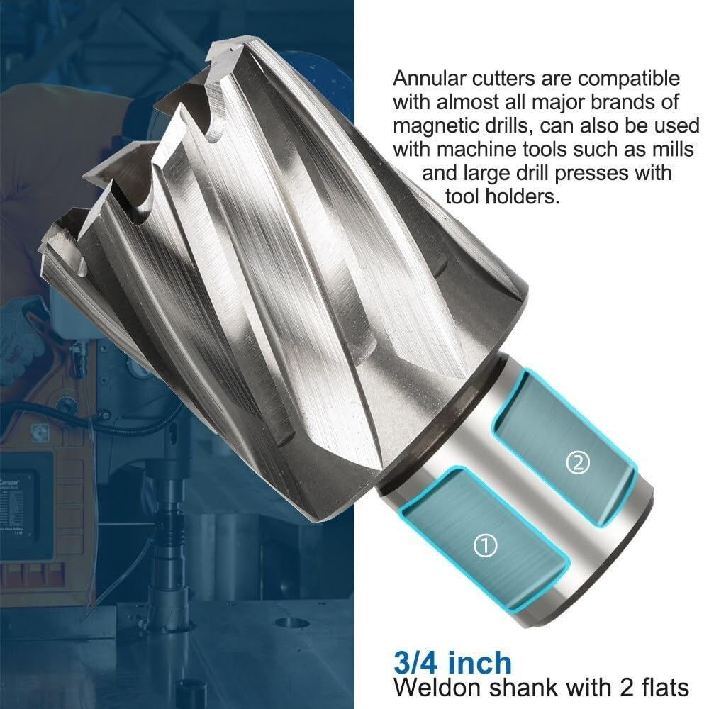 Broca HSS Cortador anular 7 piezas 1/2 "a 1-1/16" Brocas Slugger for taladro magnético con pasador piloto Shank Hole Saw Cutter