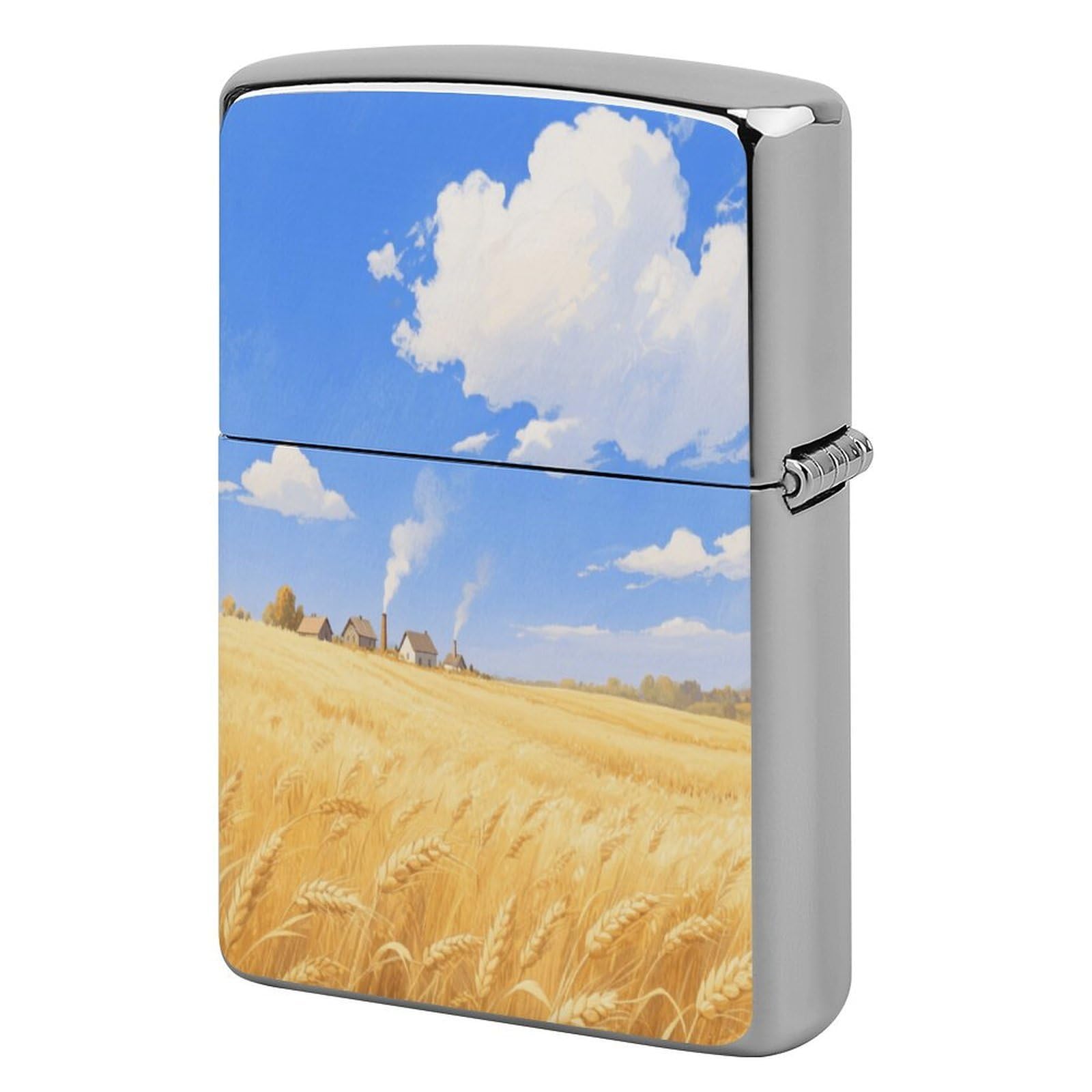 Fekiloot Style Golden Wheat Fields In Autumn Lighter Case Cover Metal Lighter Case