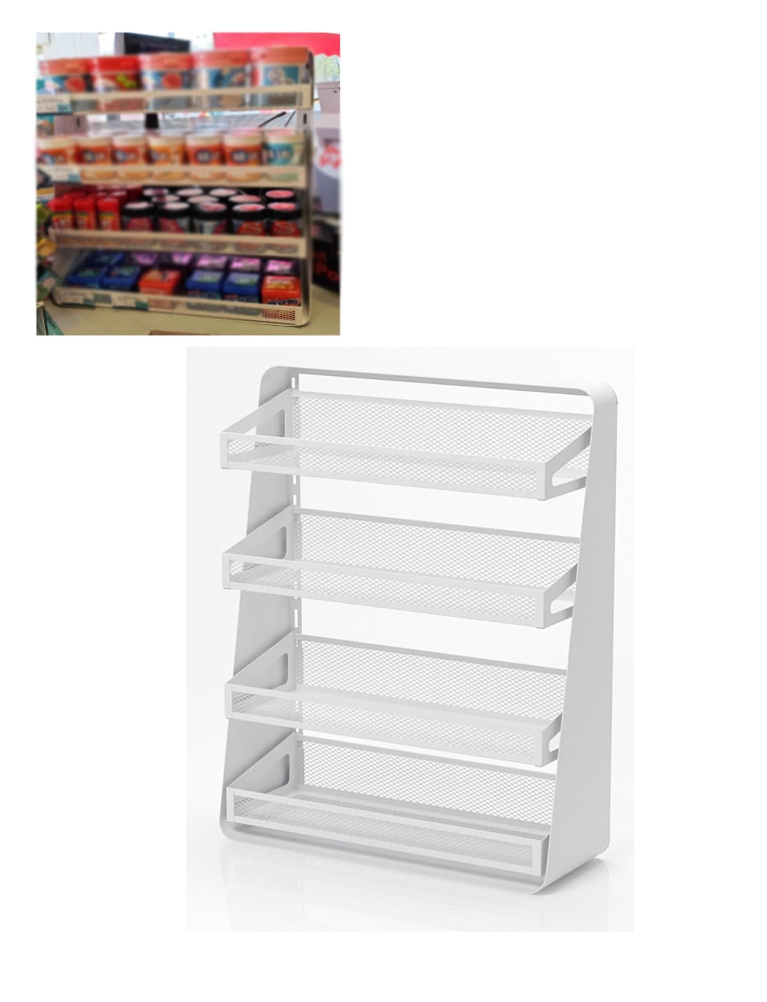 Générique Présentoir à collations à 4 Niveaux, Organisateur Multifonctionnel de Bonbons et de collations for supermarché, Pharmacie ou comptoir de Bureau, Parfait for présenter des