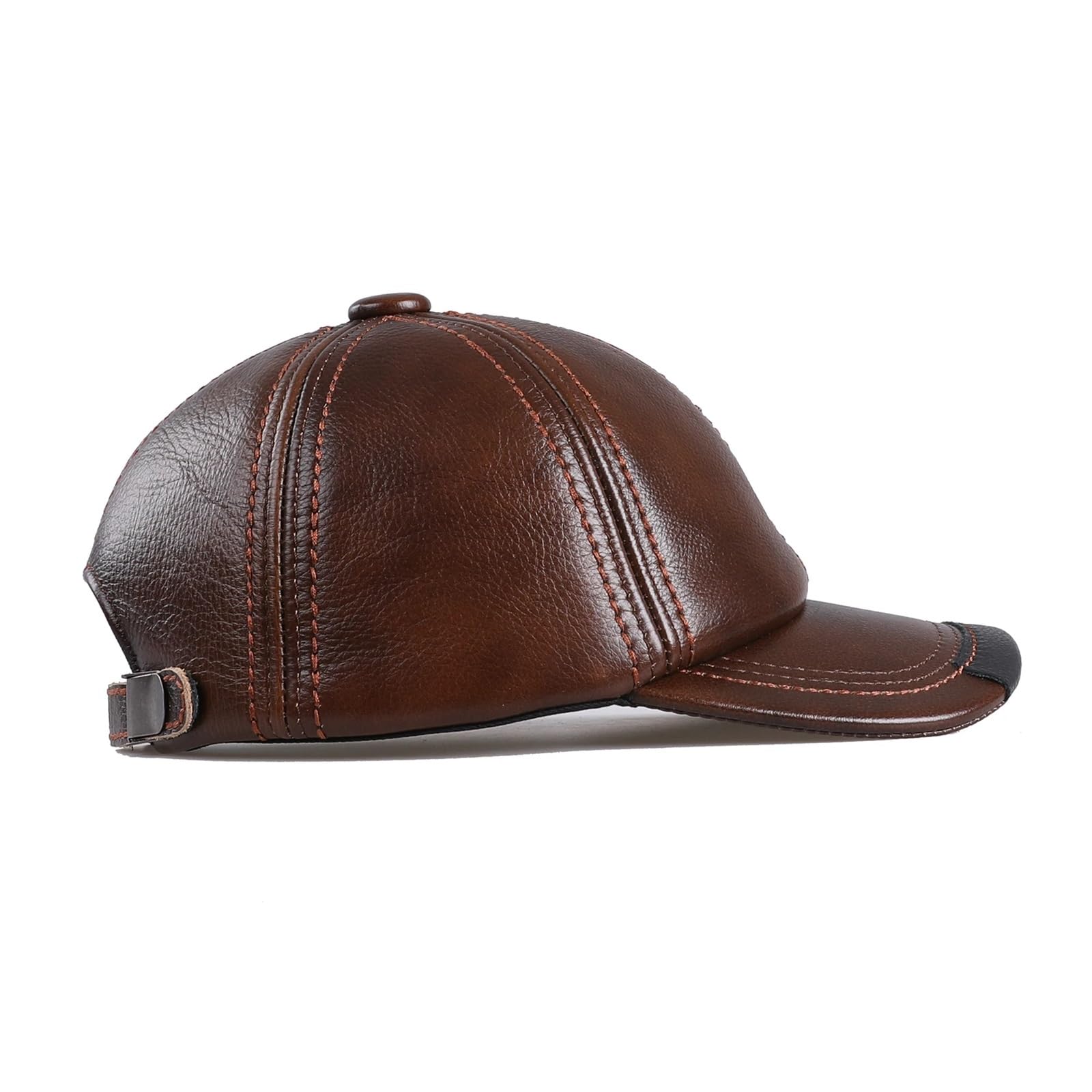 Unisex Genuine Real 100% Cowhide Leather Men's Baseball Cap for Fall Winter Thick Warm Outdoor Sports Women's Hats Adjustable