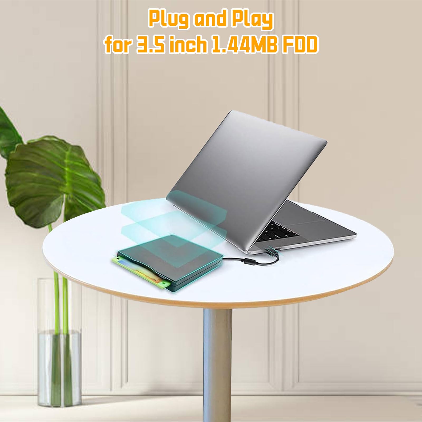 Disquetera Externa USB FDD 1,44 MB 3,5 Pulg, Unidad Disquete Portátil Floppy Disk Drive, Lector Tarjetas Disquetes Extraíble Externo para Portátiles Windows 11/10/7/8/XP/Vista/ME/2000/SE,Plug and Play