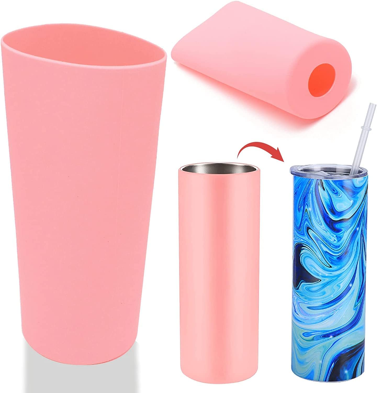 2Pcs Seamless Silicone Sleeve 30oz Reusable