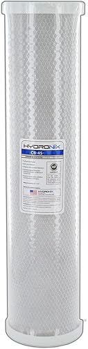 Hydronix CB-45-2010 Filtro de agua de bloque de carbono de coco NSF para toda la casa, comercial e industrial, 4.5 "x 20" - 10 micrones