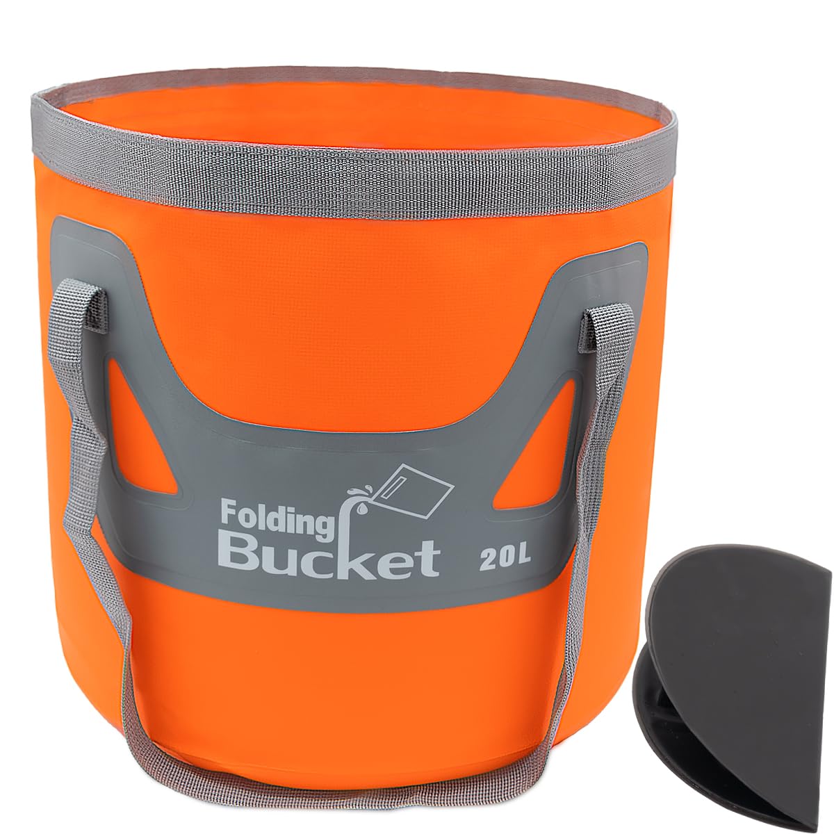 Qualore Camping Collapsible Bucket, 20L Handy Folding Water Container Portable Foldable Water Carrier Storage for Travelling Plumbing Car Wash (Orange)