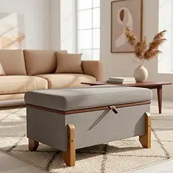 Puff Recamier Báu Para Quarto 50 cm Versallies Boucle Cinza