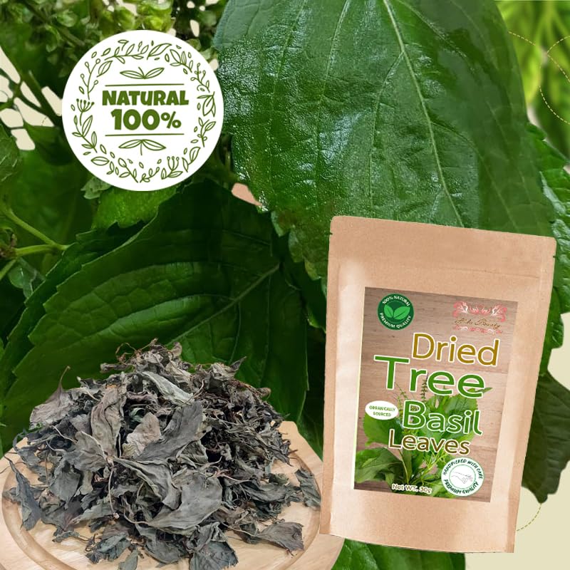 Miniatura 2 de Hida Beauty Hojas secas de albahaca de árbol tailandés, 1.06 oz, doble picante, perfecto para mezclar condimentos, cocinas asiáticas, cocina