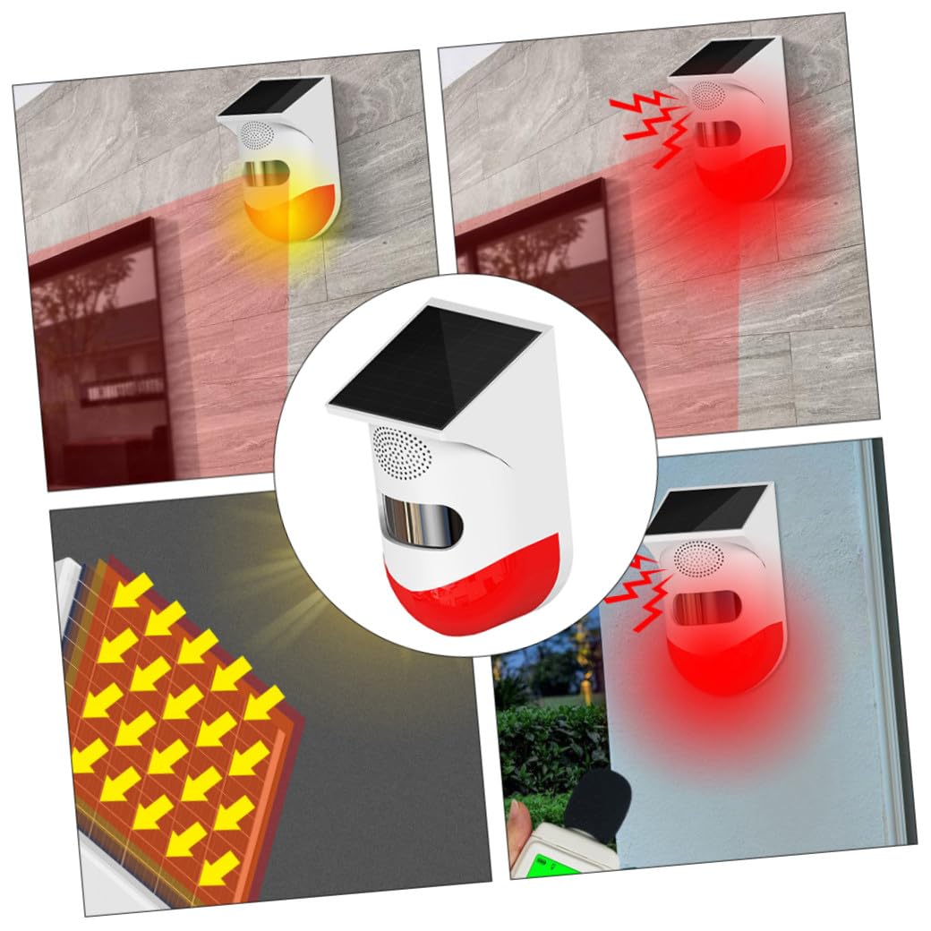 SHINEOFI Détecteur de Sécurité Extérieur Alarme Automatique avec Induction et Charge Solaire pour Villas et Zones Sensibles