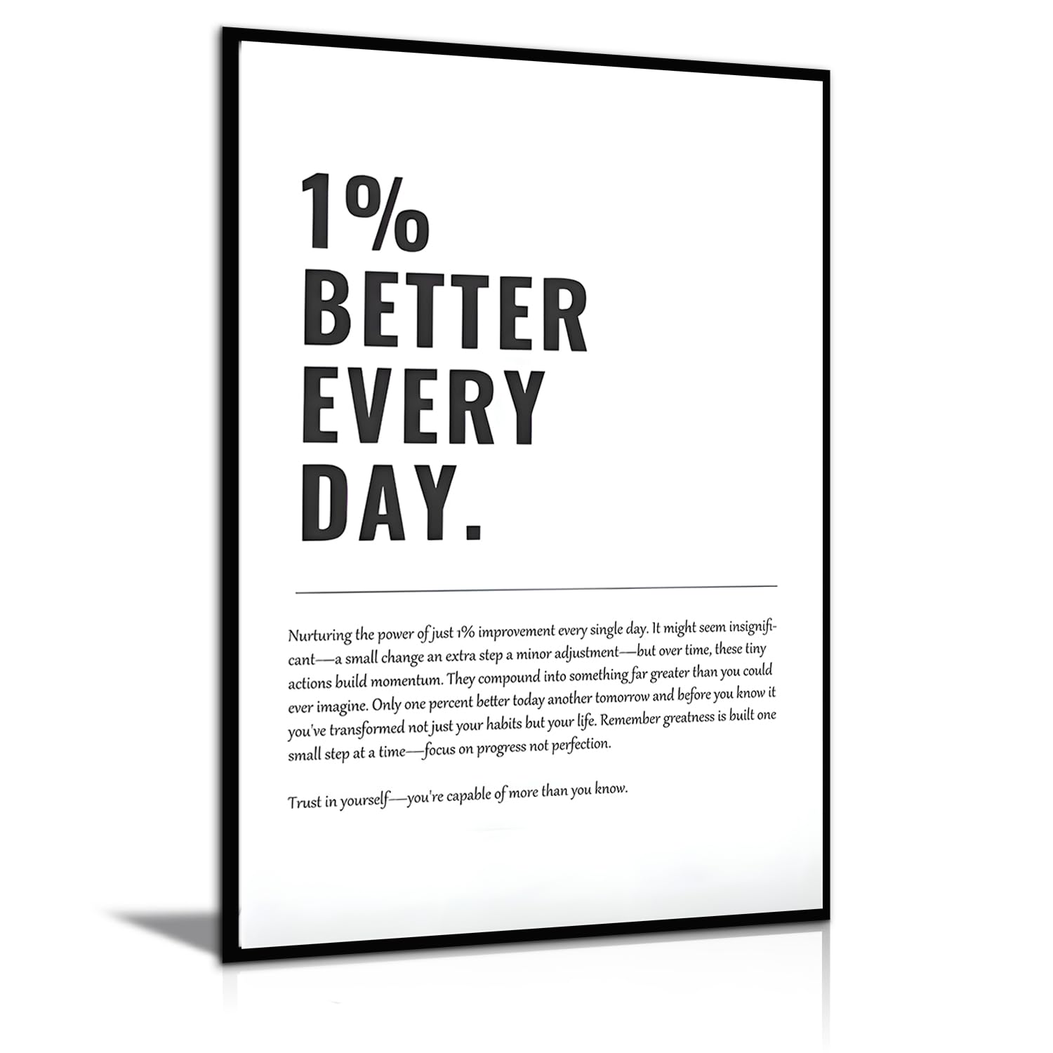 1% Better Every Day Motivational canvas Wall Art Inspirational Wall decoration pictures Growth Mindset Self Improvement Quote Poster Prints for Office