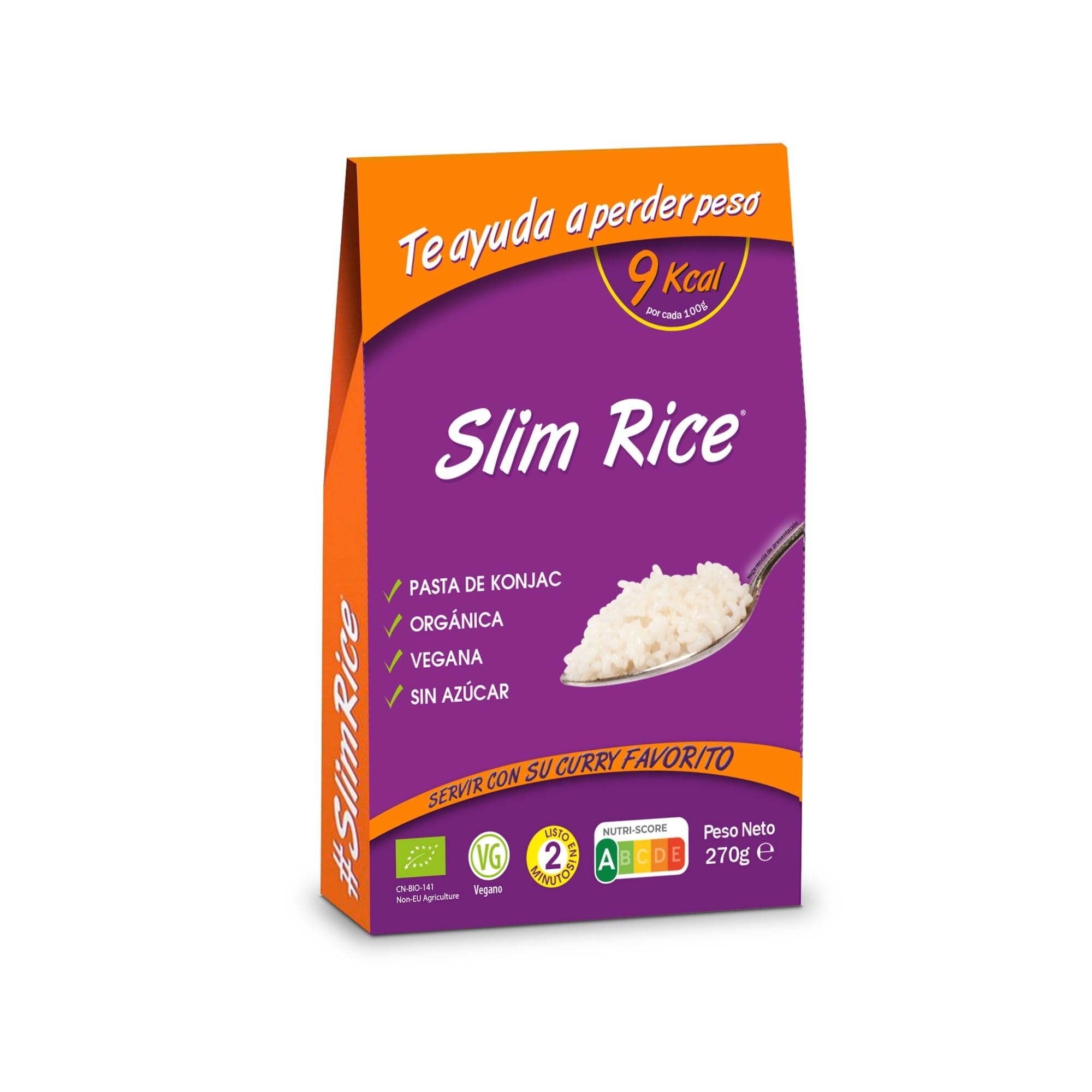 Slim Pasta - Arroz de Konjac - 270 g - Sin Calorías ni Carbohidratos - Ideal para Dietas Keto y Low Carb - Apto para Veganos - Elaborado con Agua Purificada, Fibra de Avena y Harina de Konjac
