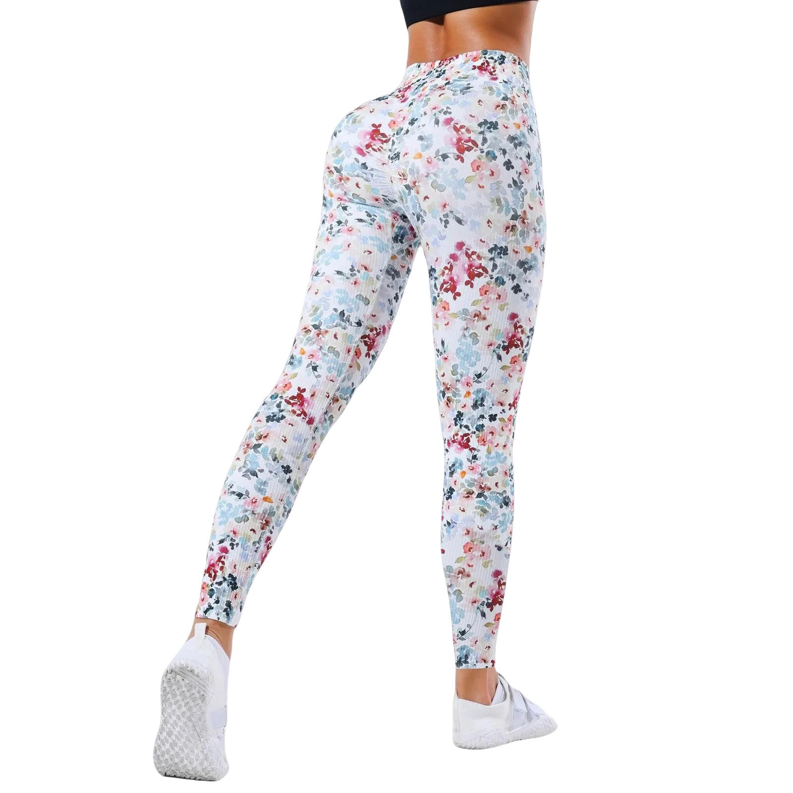 Legginsy dla kobiet UK damskie legginsy z nadrukiem sport siłownia joga capri trening wysoka talia spodnie do biegania na co dzień rajstopy fitness -wielokolorowe-L