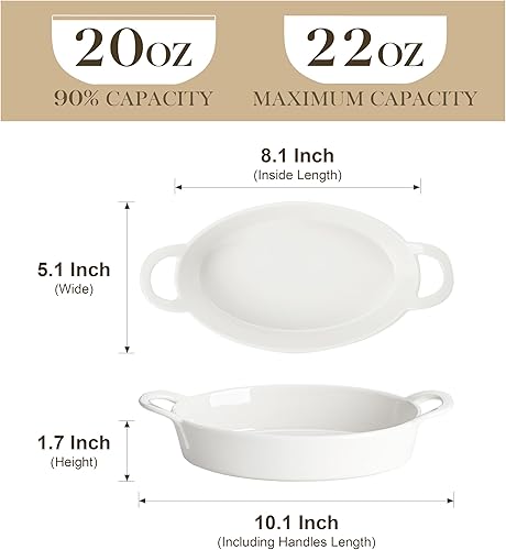 Miniatura 3 de MALACASA Fuentes Pequeñas para Hornear Cazuelas para Horno, Juegos de Fuentes Ovaladas de Cerámica para Hornear de 4 Piezas, Moldes para Gratinar de