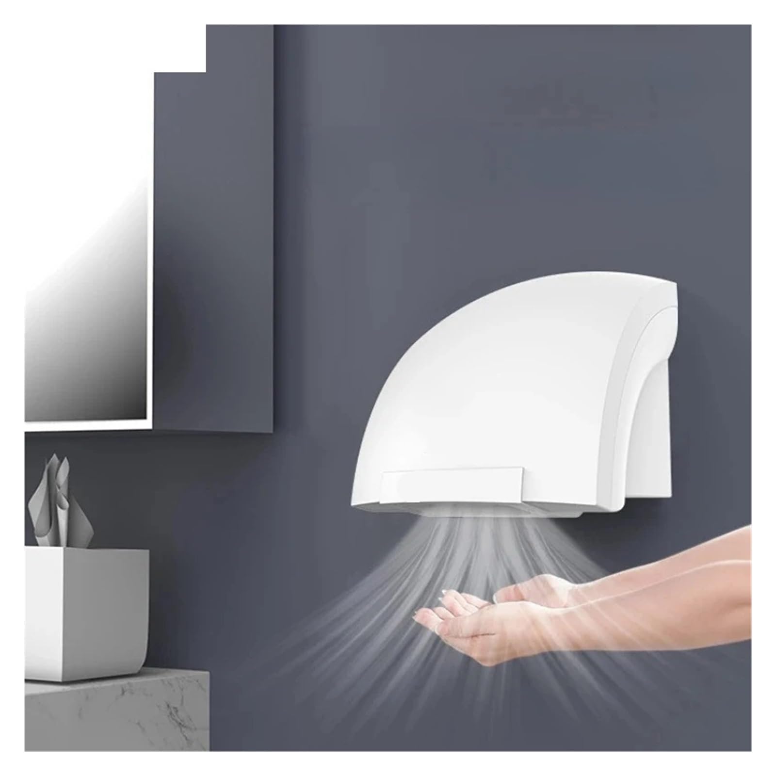 Para cocina, baño y aseo Secador de manos automático, pared de inducción inteligente, Sensor de alta velocidad, máquina de secado de manos por soplado de baja potencia, inodoro doméstico comercial(Hot
