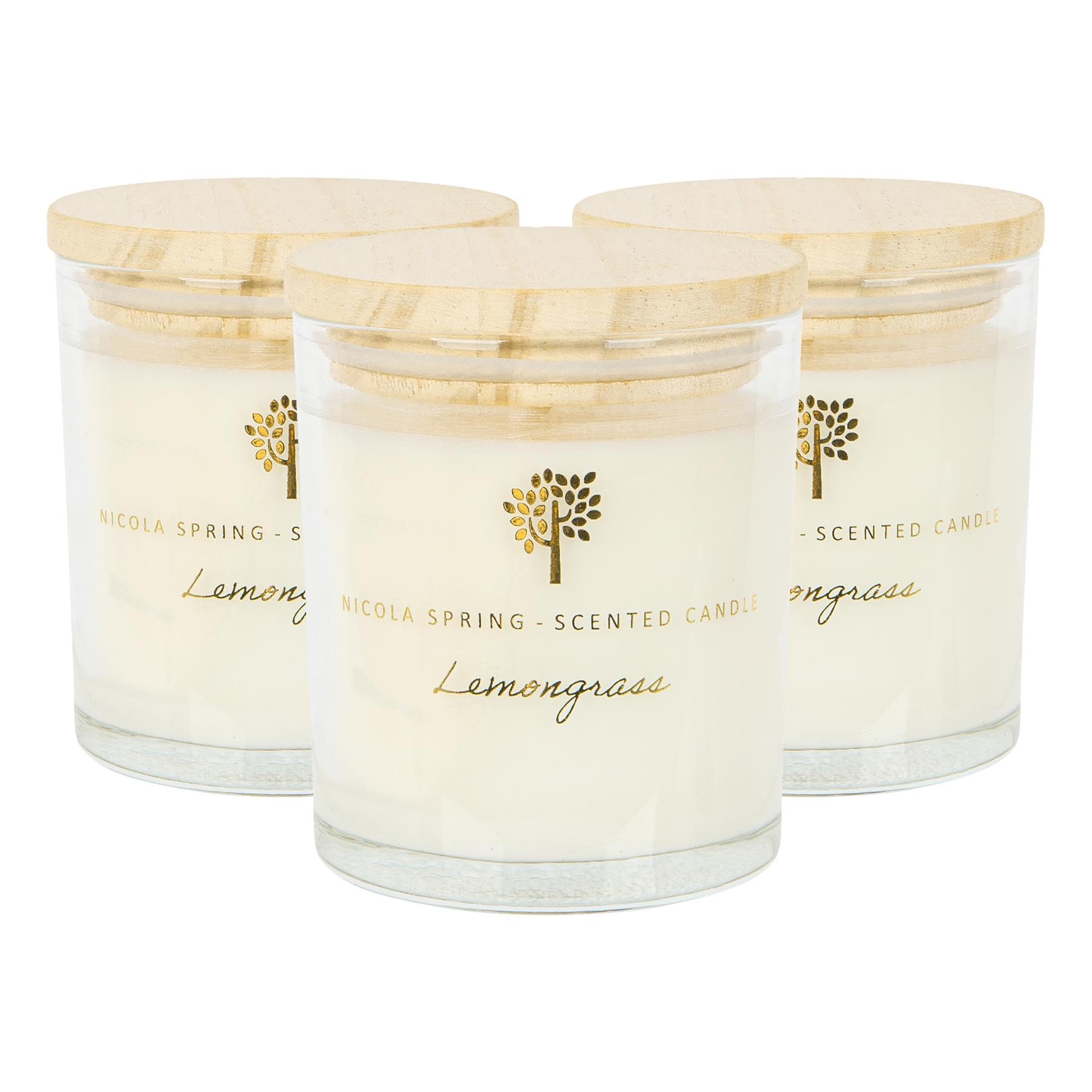 Nicola Spring Soy Wax Scented Candles130GLemongrassPack Of 3Fruity Fresh Glass JarsLong Burn Summer Fragrance from B&Q