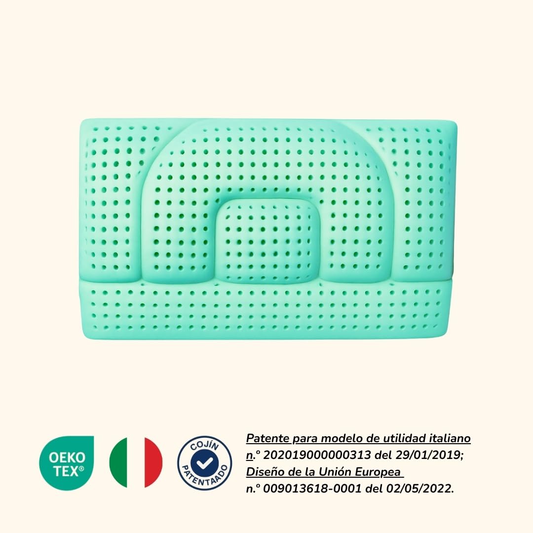 Almohada Cervical Aloe Vera – Cojín Ortopédico de Espuma Viscoelástica con Doble Altura – Alivio del Dolor de Cuello – Transpirable, Antiacaros, Hipoalergénico, Refrescante (Baja - 12 Cm)
