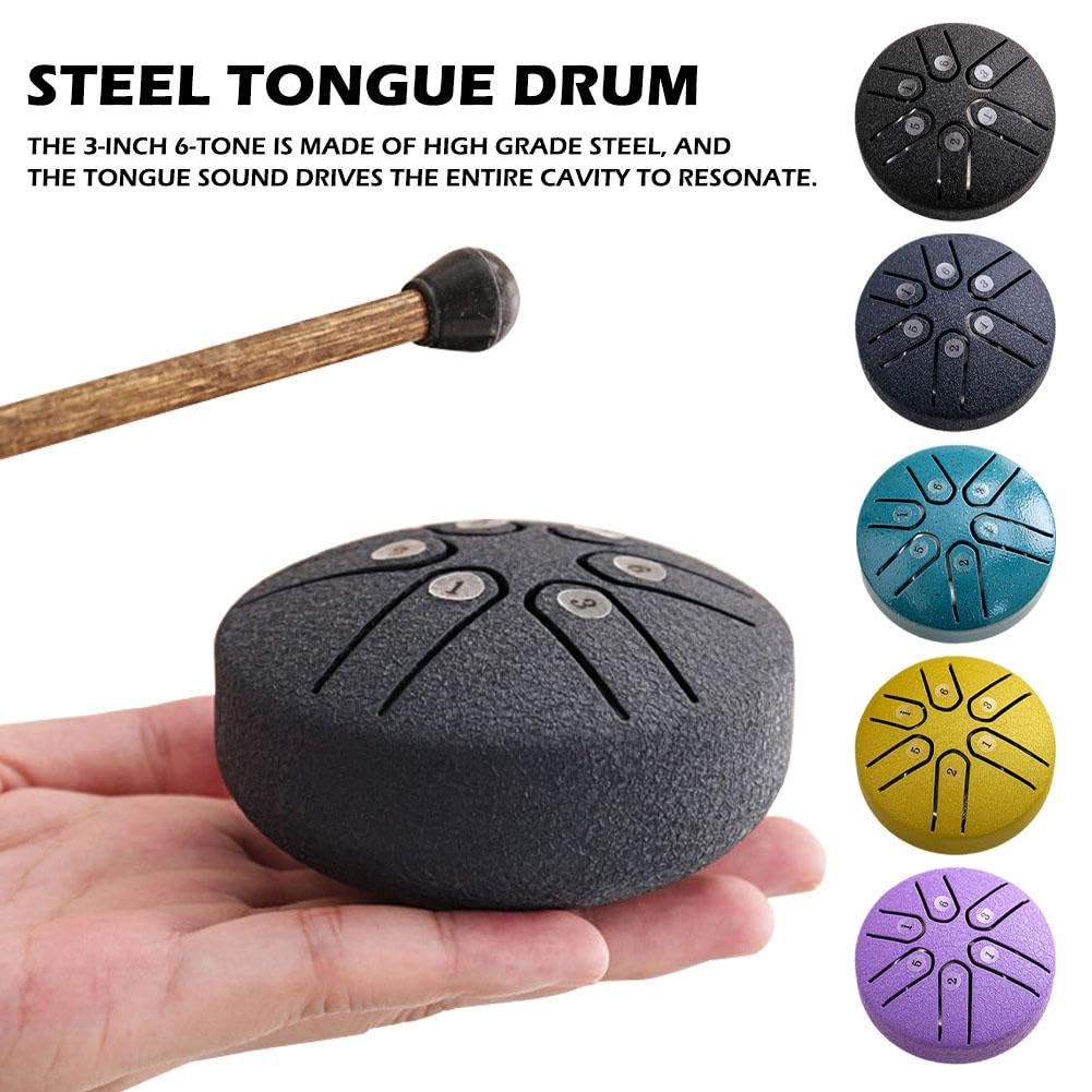 Tamburo Lingua In Acciaio Per Bambini - 7,6 Cm Con 6 Tonalità E Mazzuolo - Foto 2
