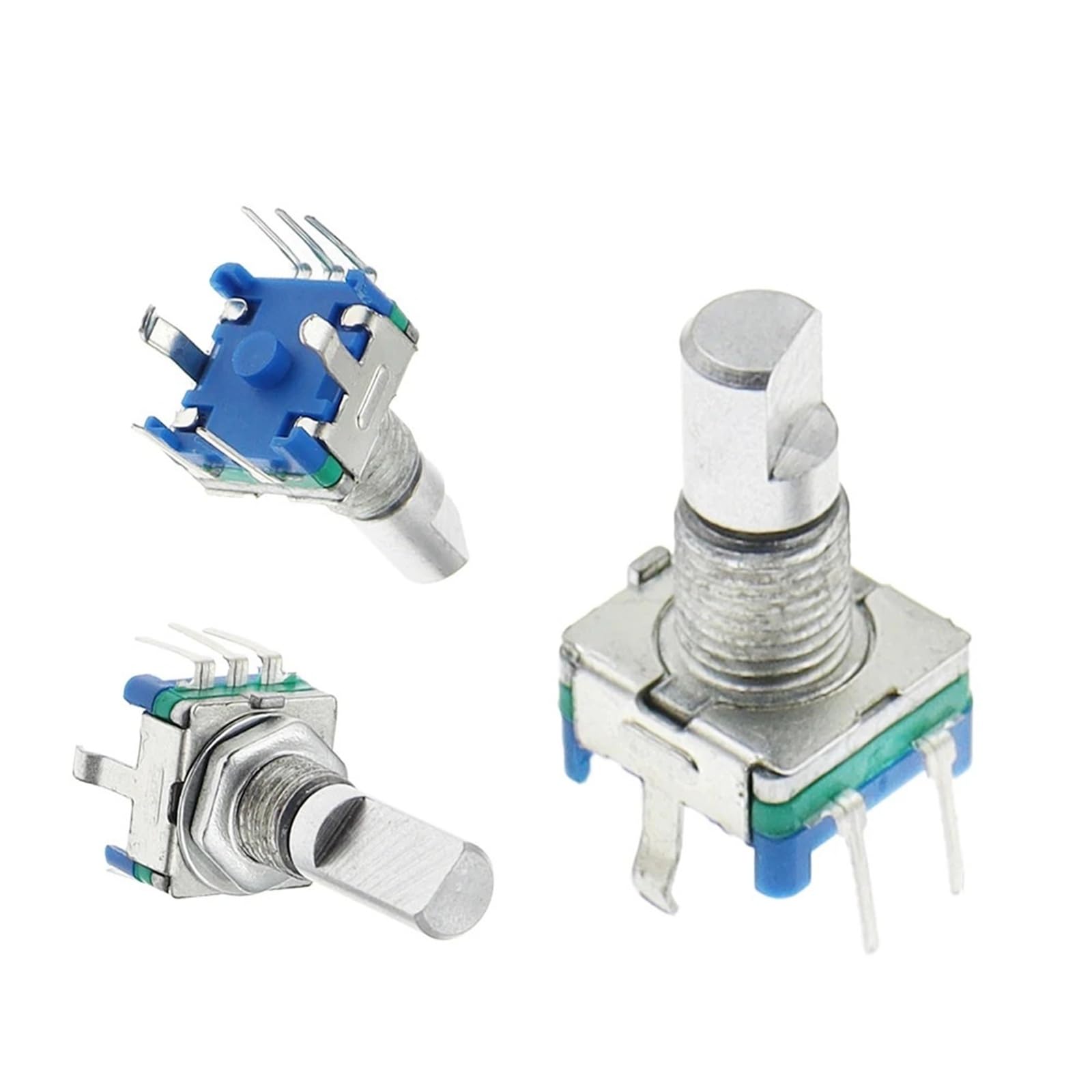Encoder rotativo a 360 gradi a 20 posizioni EC11, 5 pin, impugnatura lunga 15/20 mm, con interruttore a pulsante integrato, 2 pezzi(15mm Half shaft)
