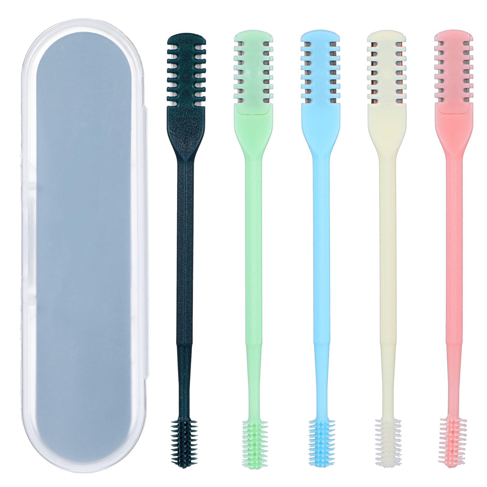 Oruola 5 Stück Nasenhaarschneider,Doppelseitiges Nasenhaarmesser,2-in-1 Nasentrimmer,360° Drehbarer Manuell Nasal Hair Cutter,Rotierender Nasenhaarreiniger und Trimmer,Nasenrasierer für Herren Männe