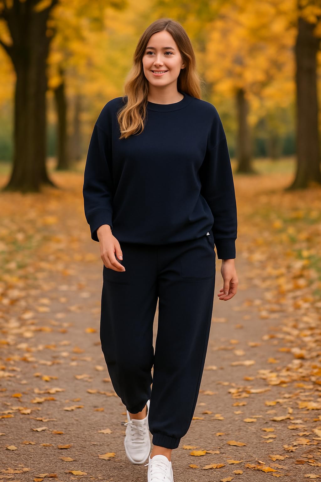 Damen Jogginganzug aus Baumwolle – Bequemer Freizeitanzug in Einheitsgröße (36–42) – Stylischer Zweiteiler für Freizeit und Sport 6172