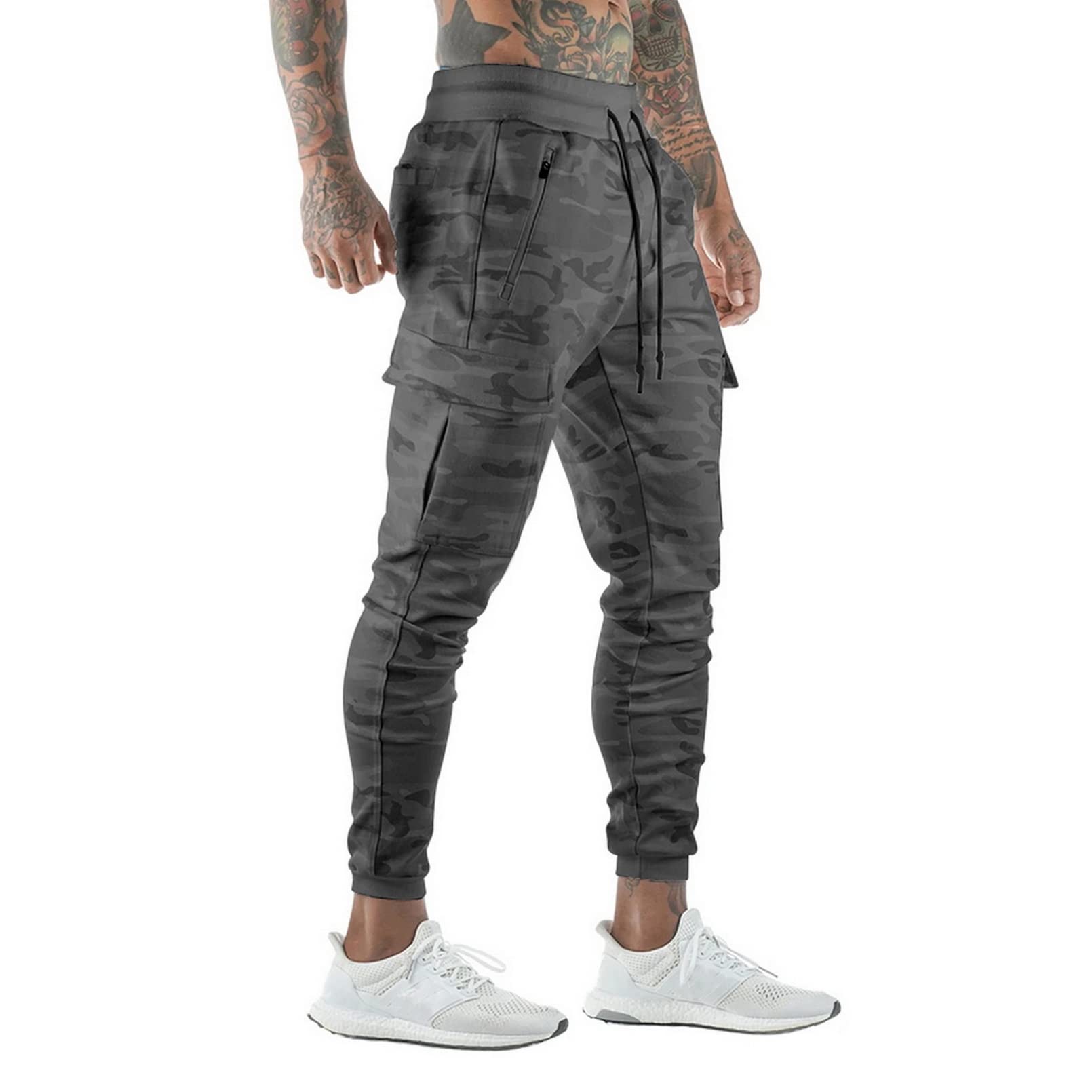 BOOMLEMON Men's Track Jogger Pants Tapered Gym Workout Trousers Athletic Training Running Sweatpants with Zipper Pockets
