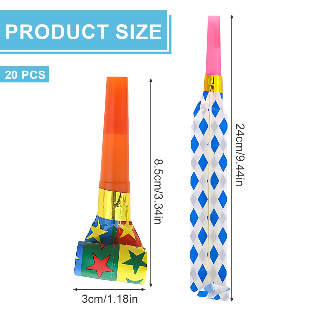 SGERUFZ 20 Sifflets Trompette pour Enfants, Sifflet Anniversaire Enfant, Sifflets Fête, Krachmacher, Pour Fête d'Anniversaire, Fête Enfants, Banquet, Graduation (Multicolore)