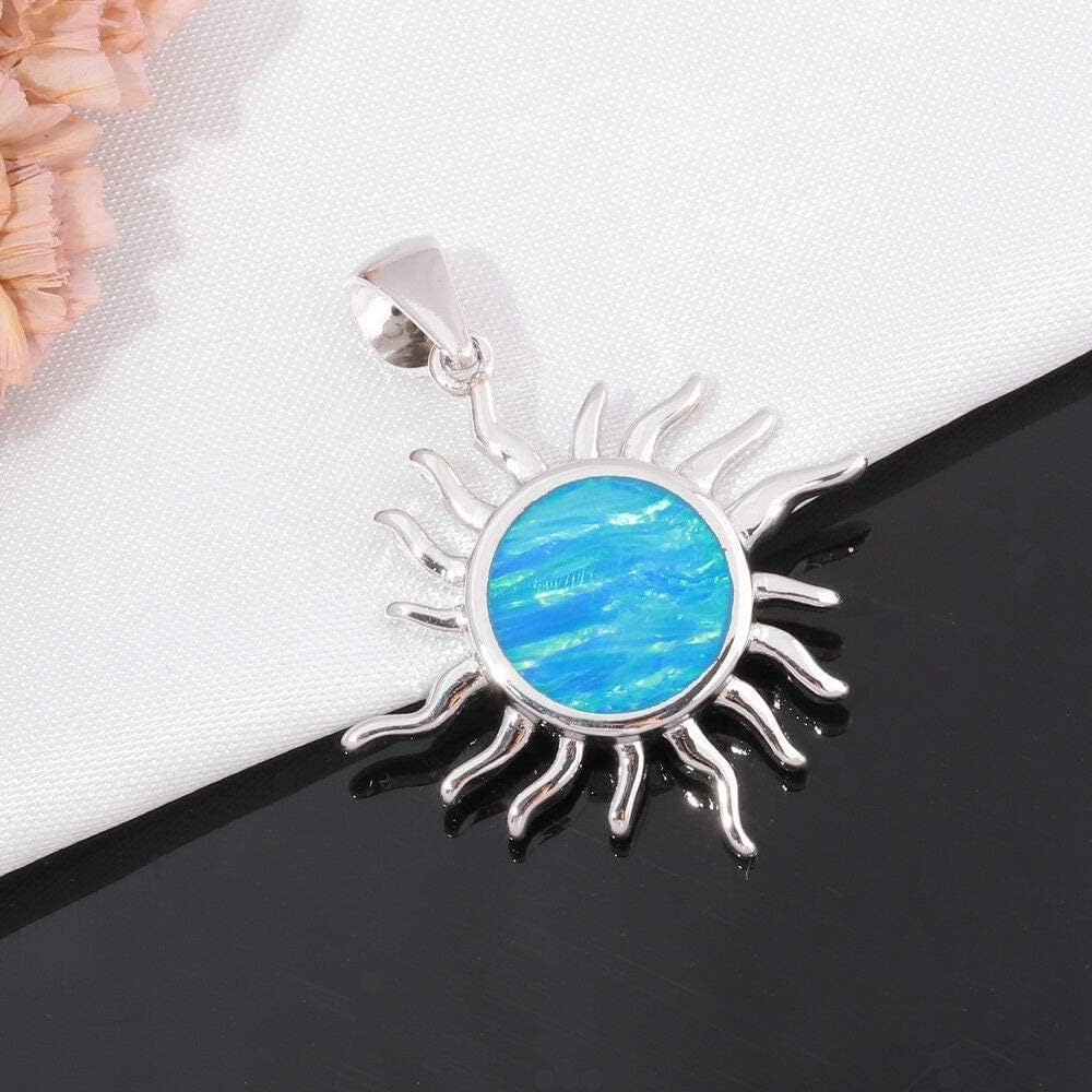 CiNily Created Orange Fire Opal Orange Garnet Rhodium Plated Women Jewelry Gemstone Pendant Necklace 1 1/4" - Image 4