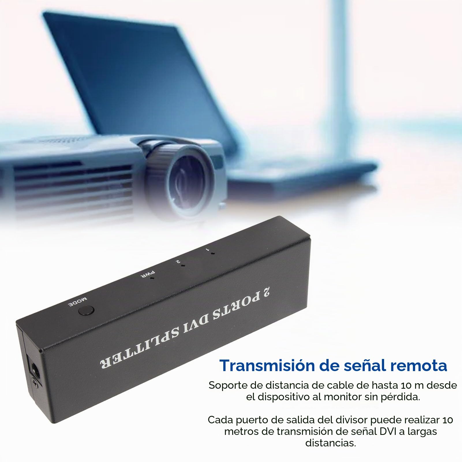 1x2 DVI Splitter, 1 In 2 out 1920x1440 HD 1080P 2 Puertos DVI Input Lossless Signal Transmission, DVI Video Splitter para PC HDTV Projector (Enchufe de la UE)