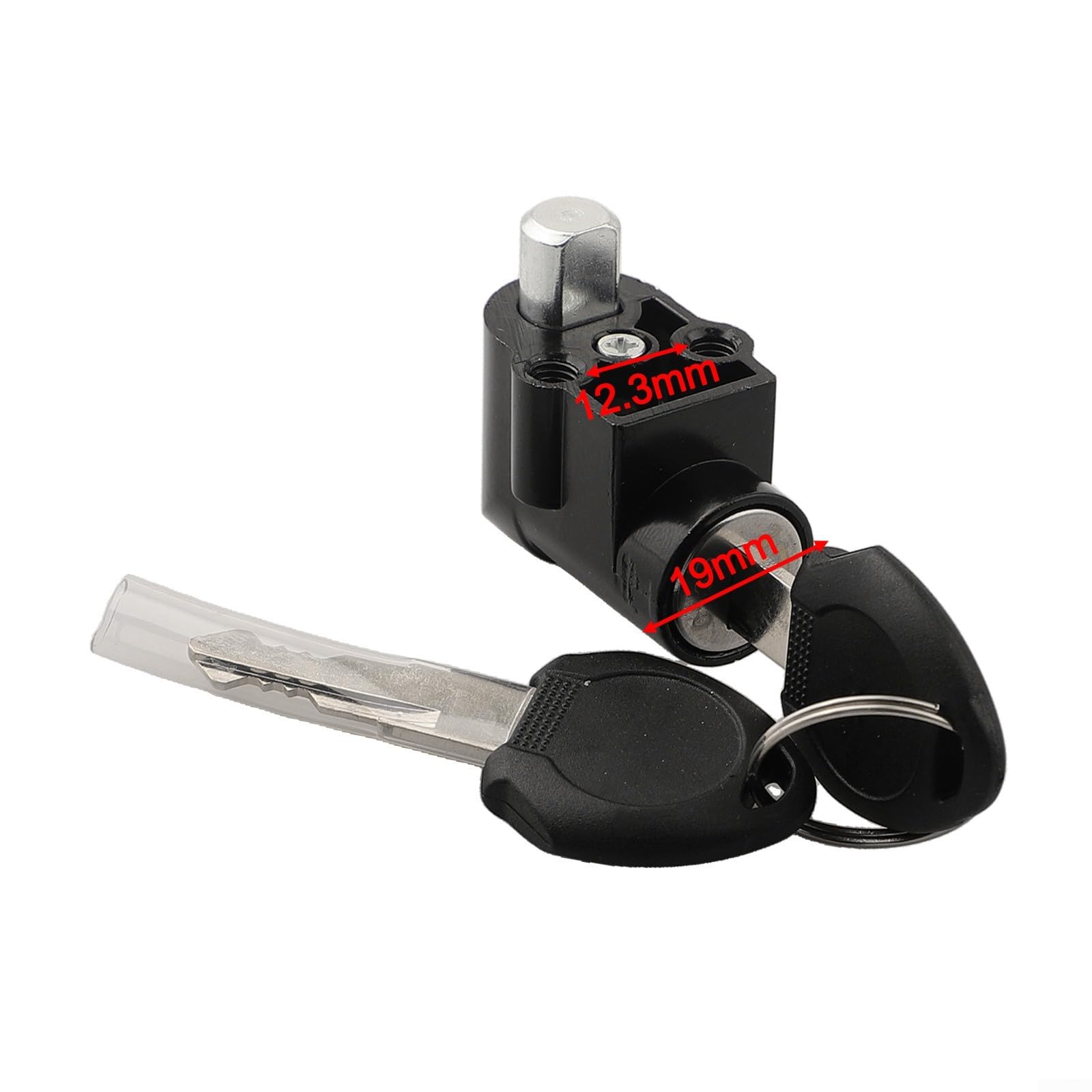 Eawfgtuw Serratura per batteria elettrica per bicicletta, con chiave di accensione/spegnimento da 19 mm, corpo in lega di alluminio, per accessori per bici elettriche, resistente alle intemperie